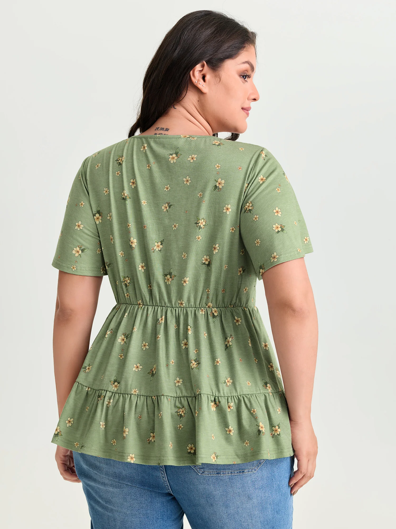 Supersoft Floral Shirred Stretchy Knit Top - Image 6