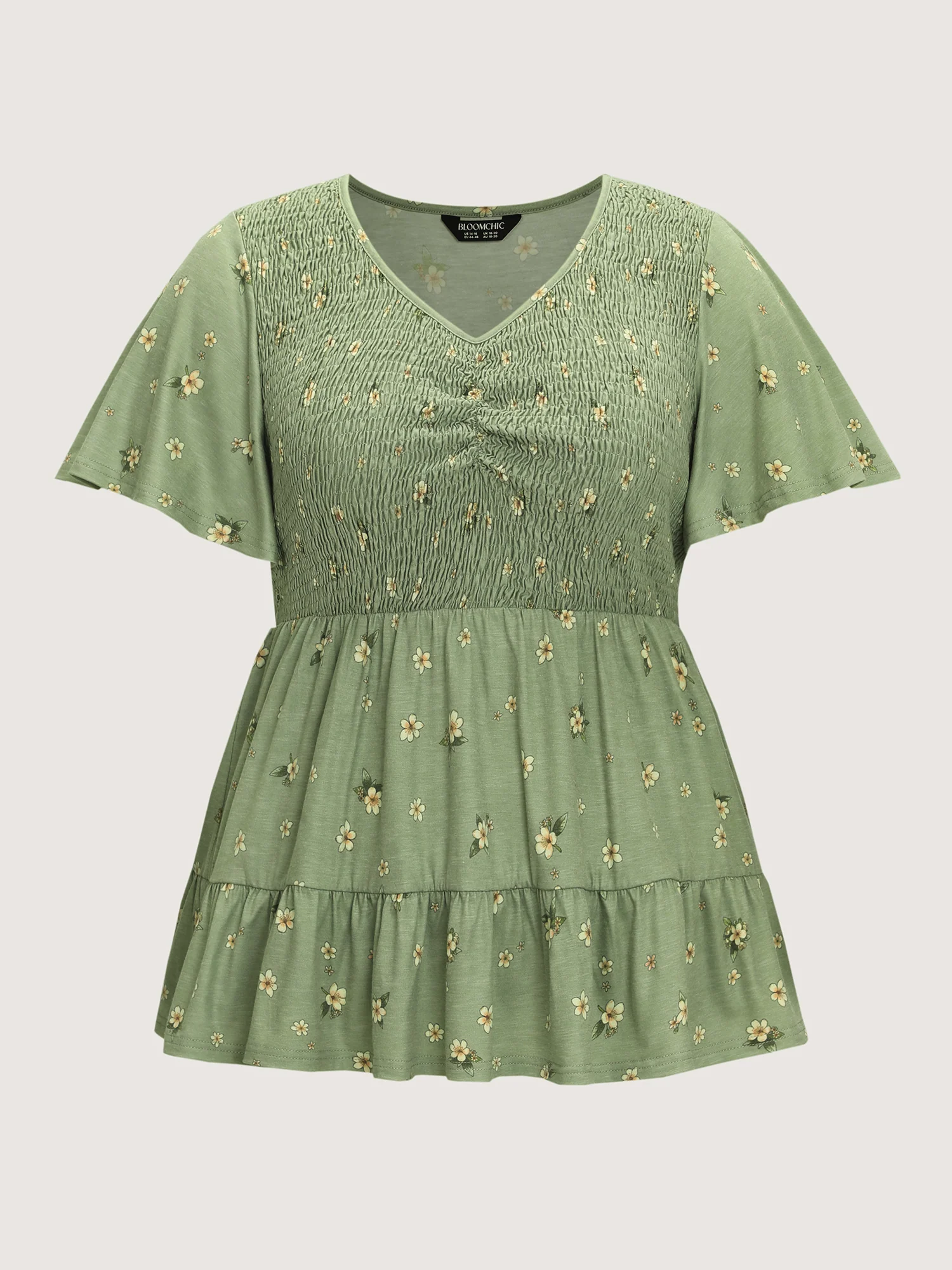 Supersoft Floral Shirred Stretchy Knit Top - Image 8