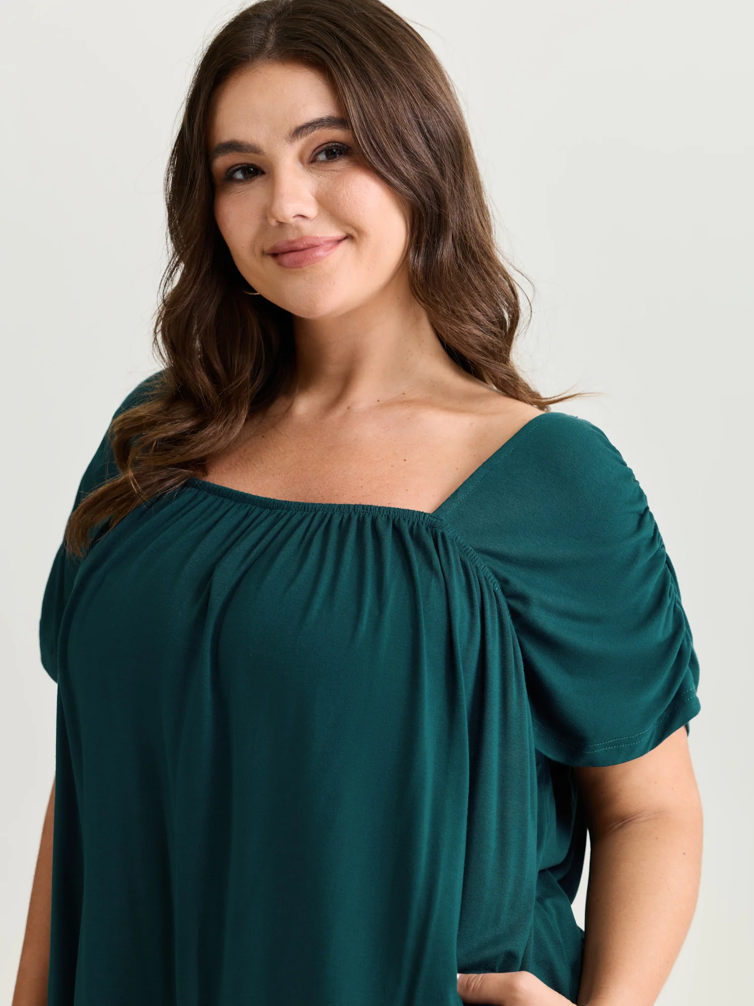 Supersoft Flowy-Fit Pleated Plain T-Shirt - Image 2