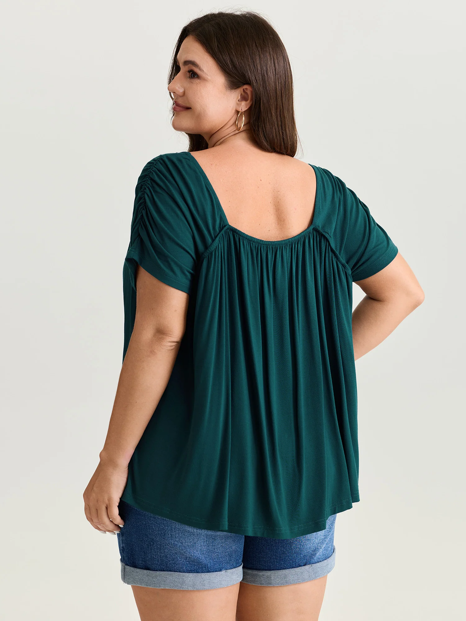Supersoft Flowy-Fit Pleated Plain T-Shirt - Image 4