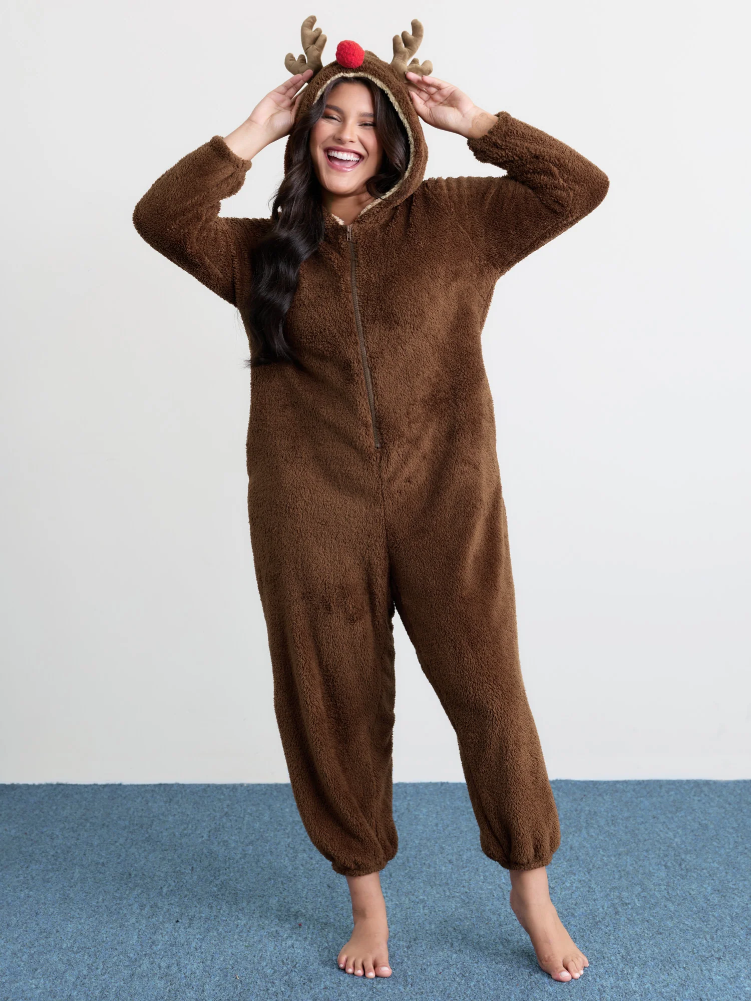 Supersoft Cozy Reindeer Hooded Lounge Jumpsuit - Image 3
