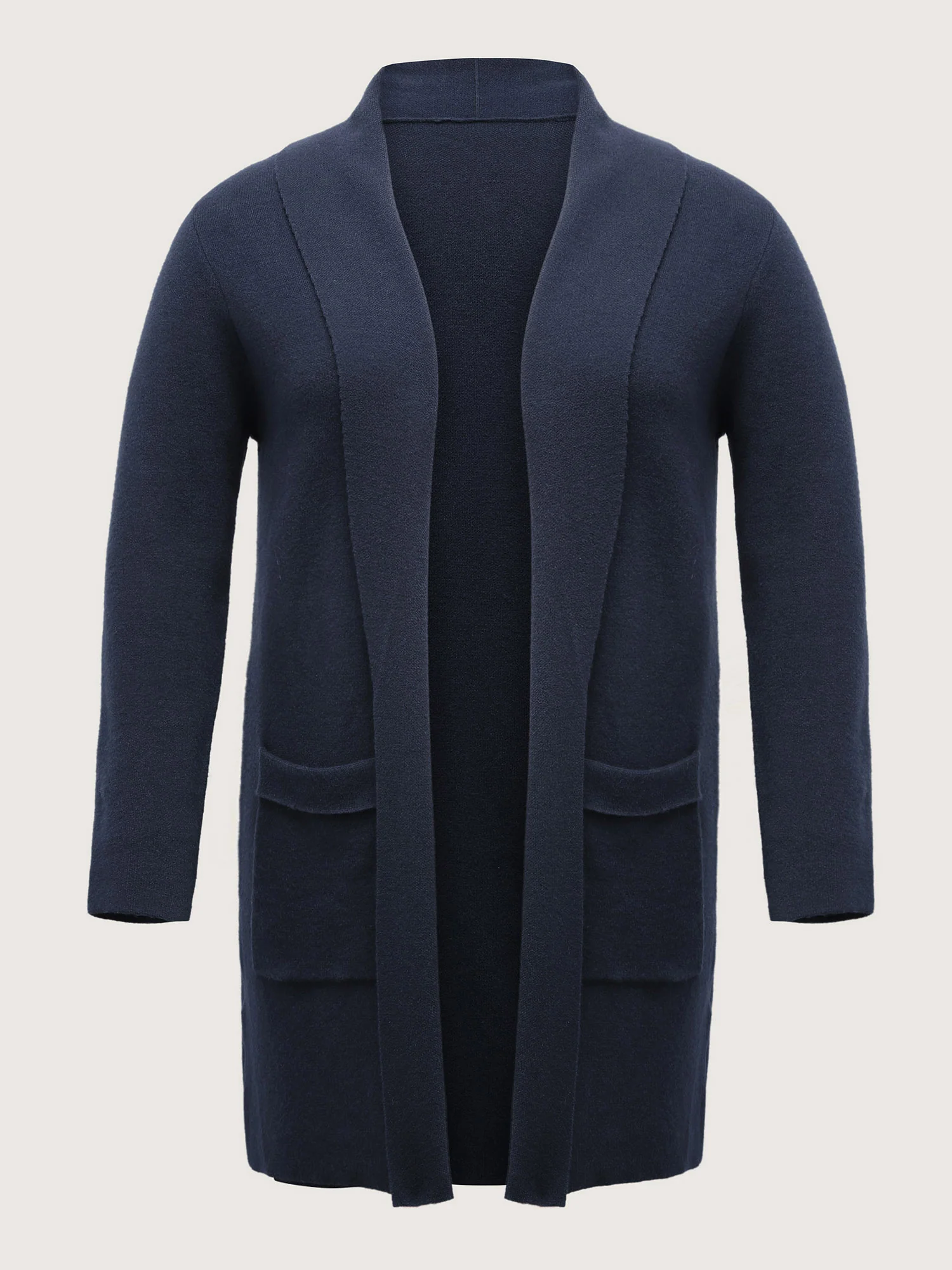 Supersoft Folded Collar Pockets Open-Front Knit Cardigan - Image 7