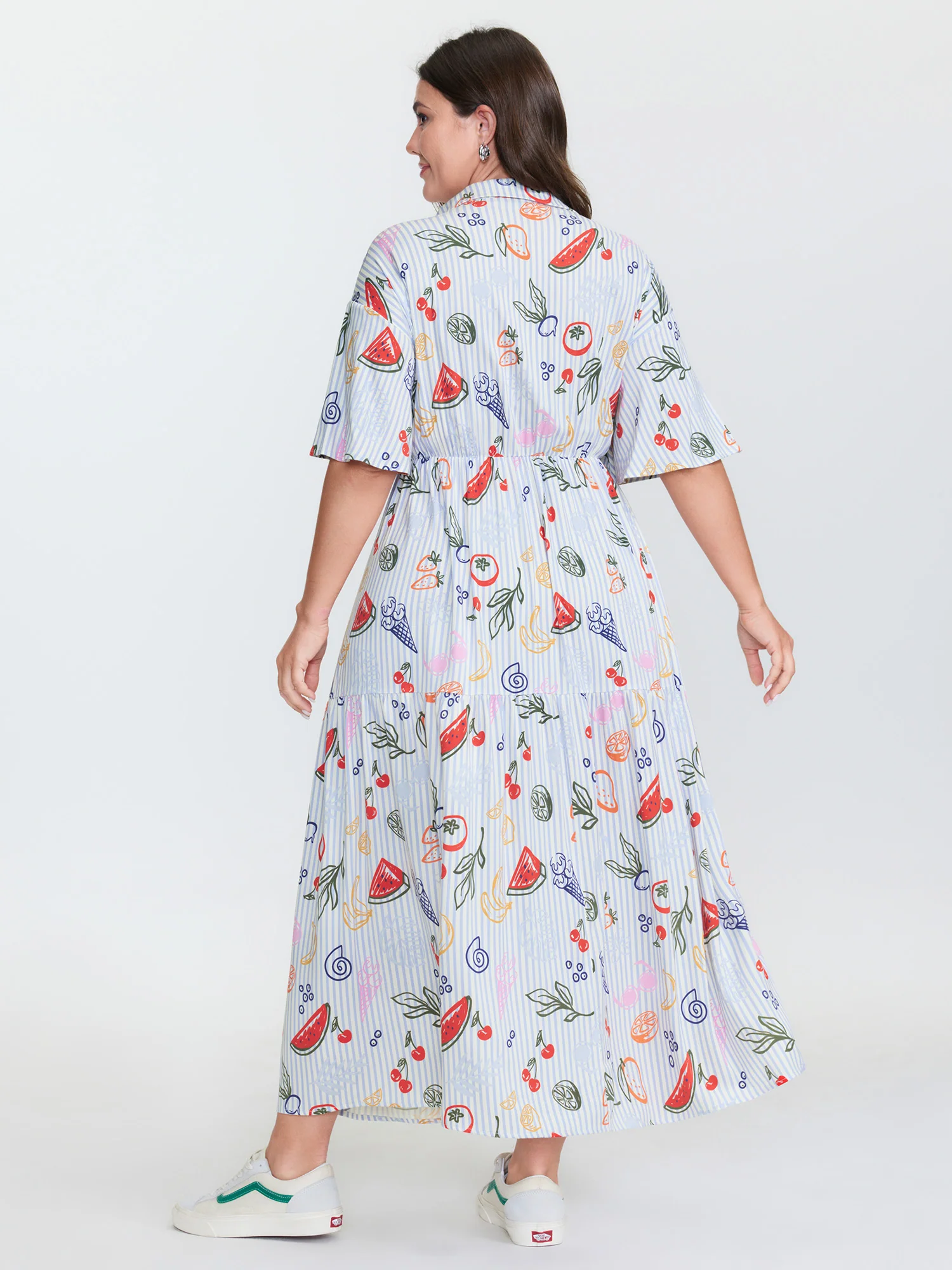 Supersoft Fruity Print Collar Tiered Maxi Dress - Image 4