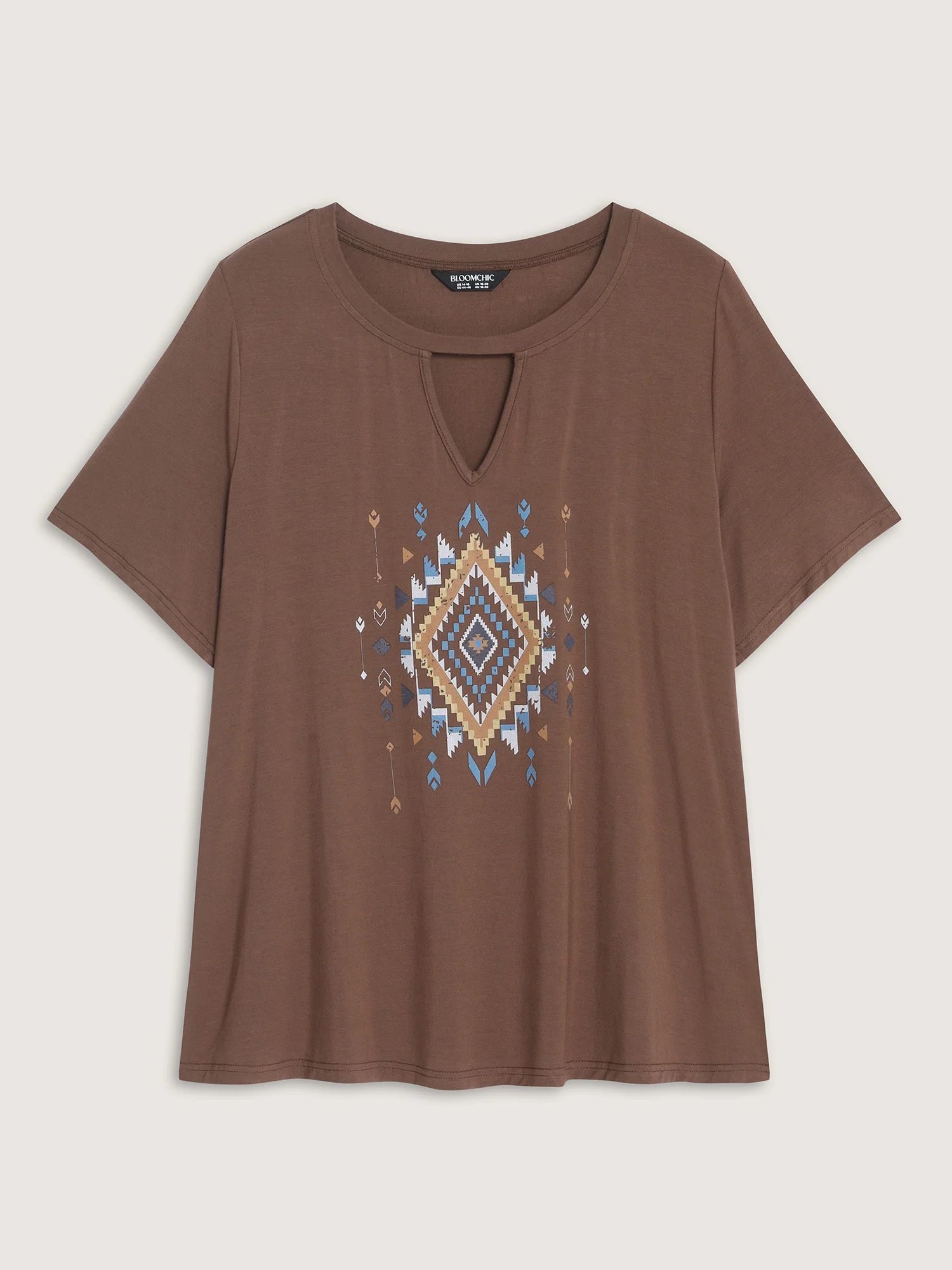 Supersoft Geometric Print Keyhole Neckline T-Shirt - Image 6
