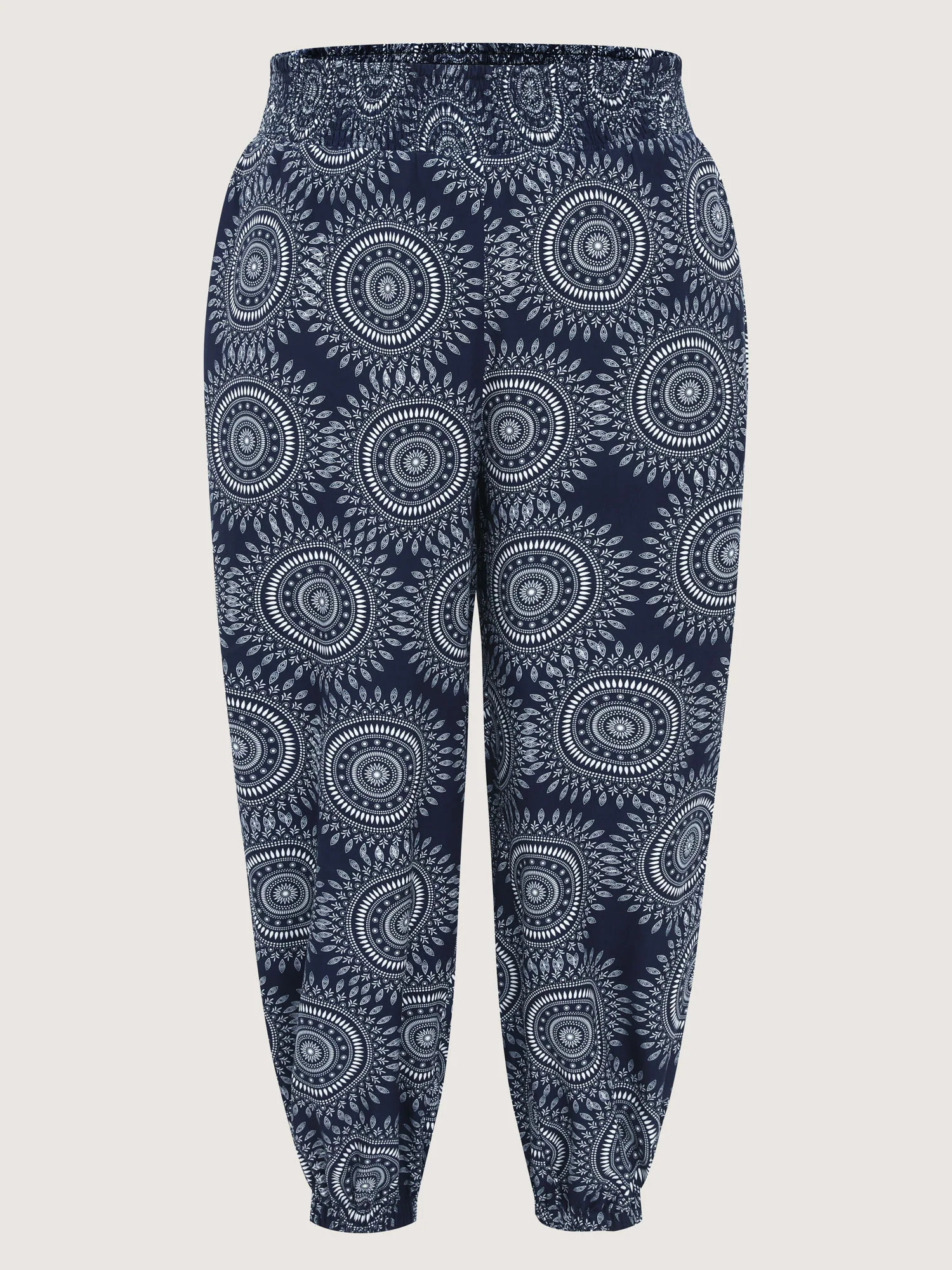 Supersoft Geometric Print Pockets Shirred Waist Pants - Image 8