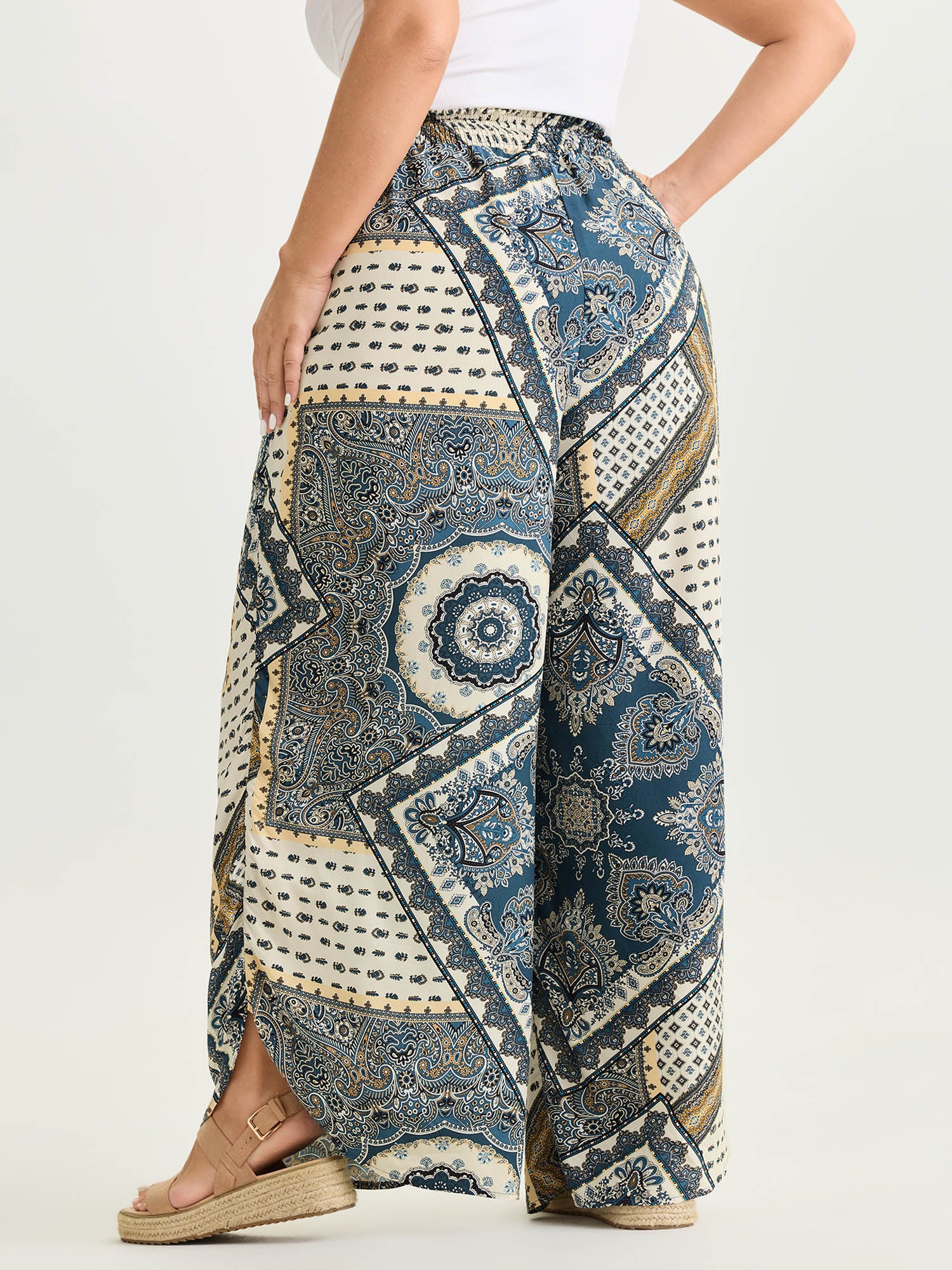 Supersoft Geometric Print Shirred Waist Pants - Image 6