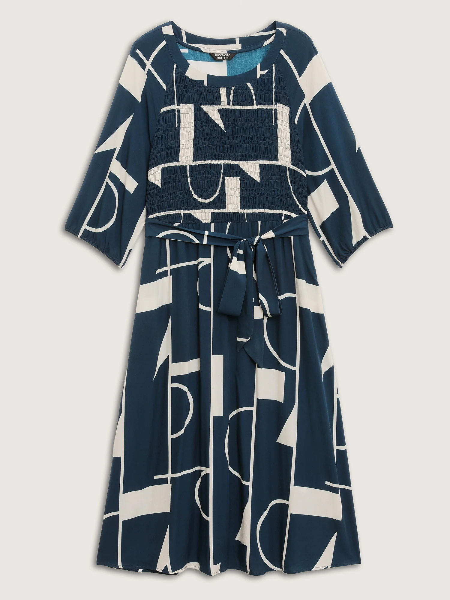 Supersoft Geometrical Print Shirred Bodice Tie Maxi Dress - Image 7