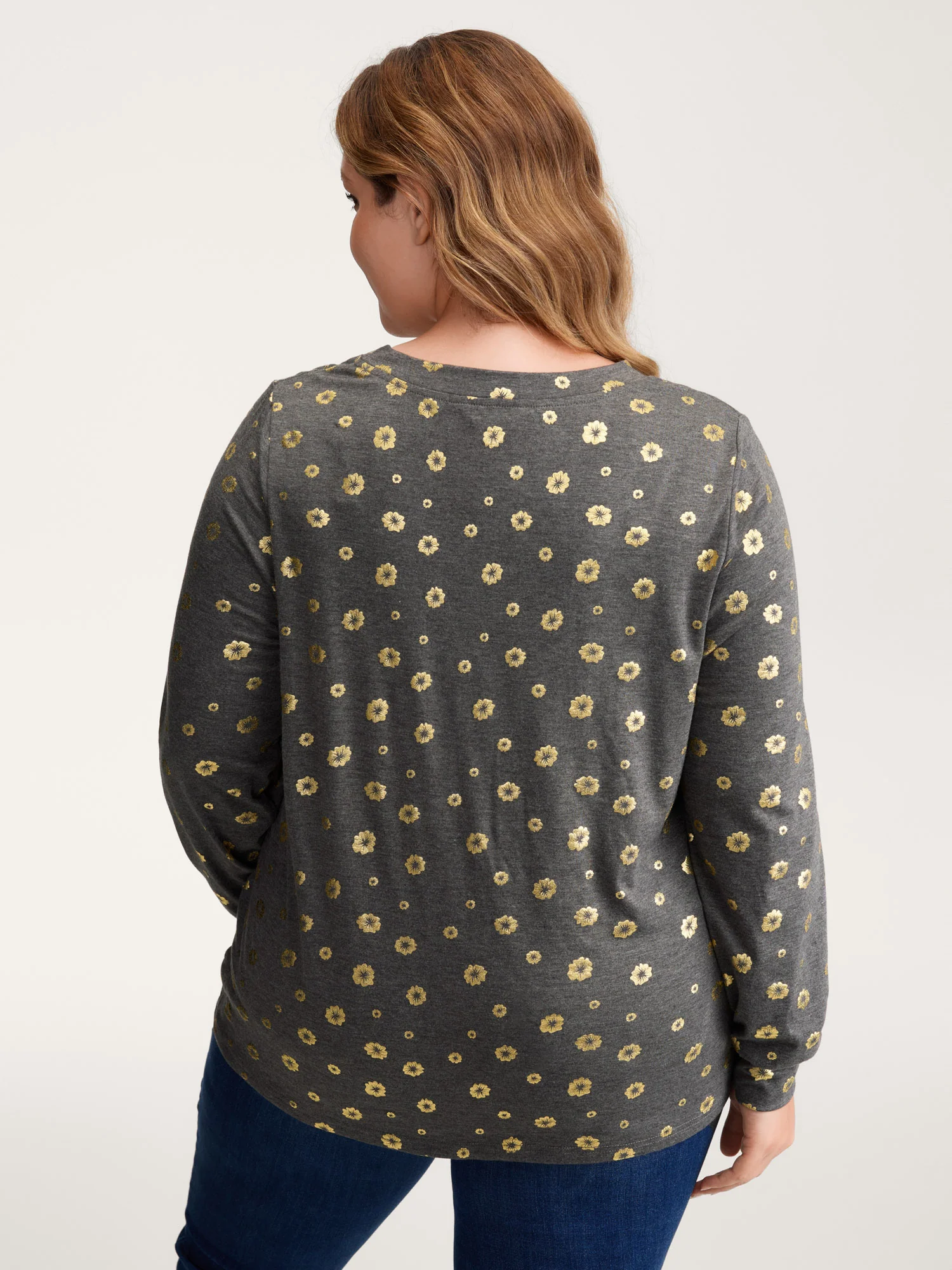 Supersoft Gold Sequin V-Neck T-Shirt - Image 4