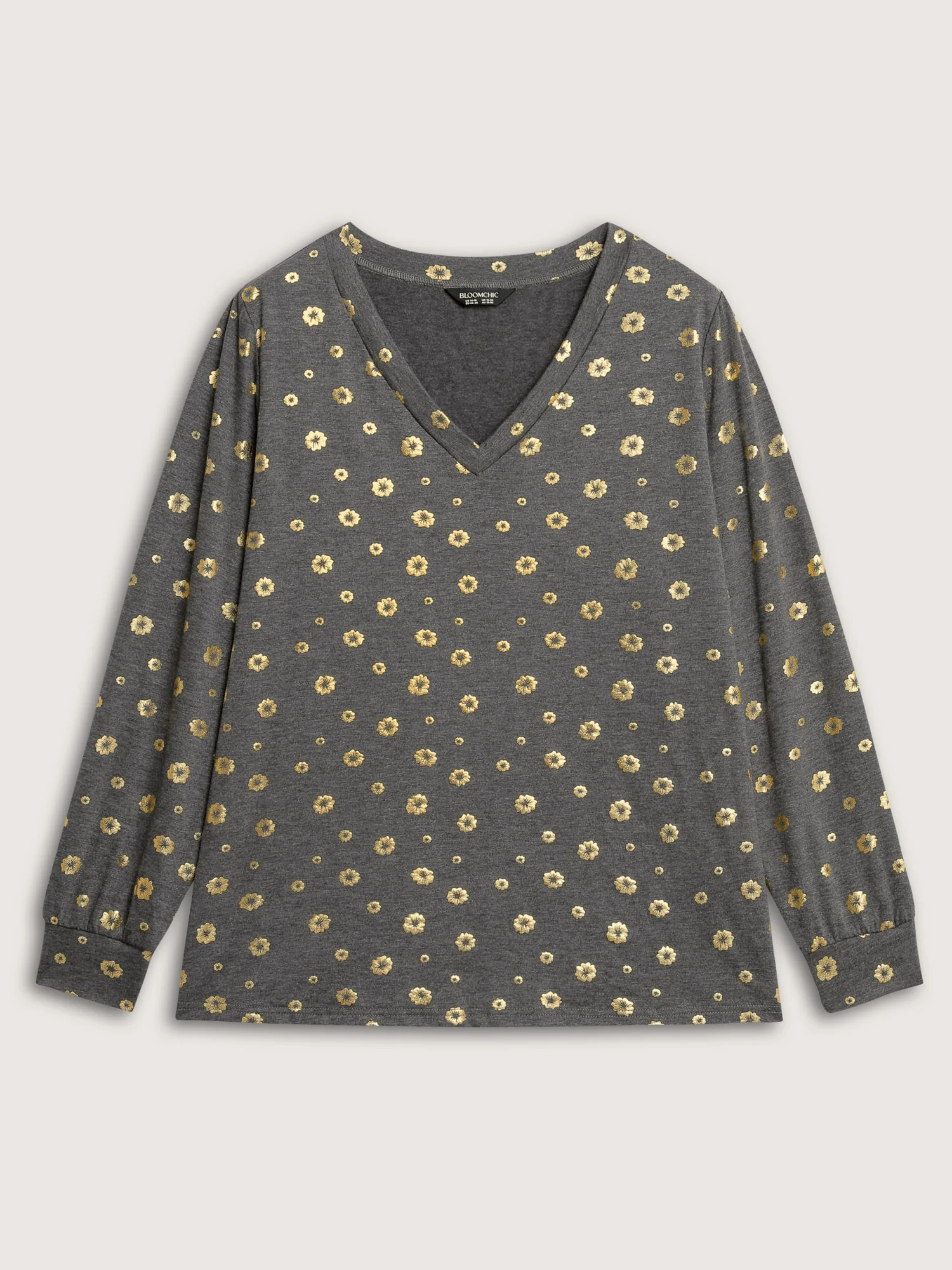 Supersoft Gold Sequin V-Neck T-Shirt - Image 7