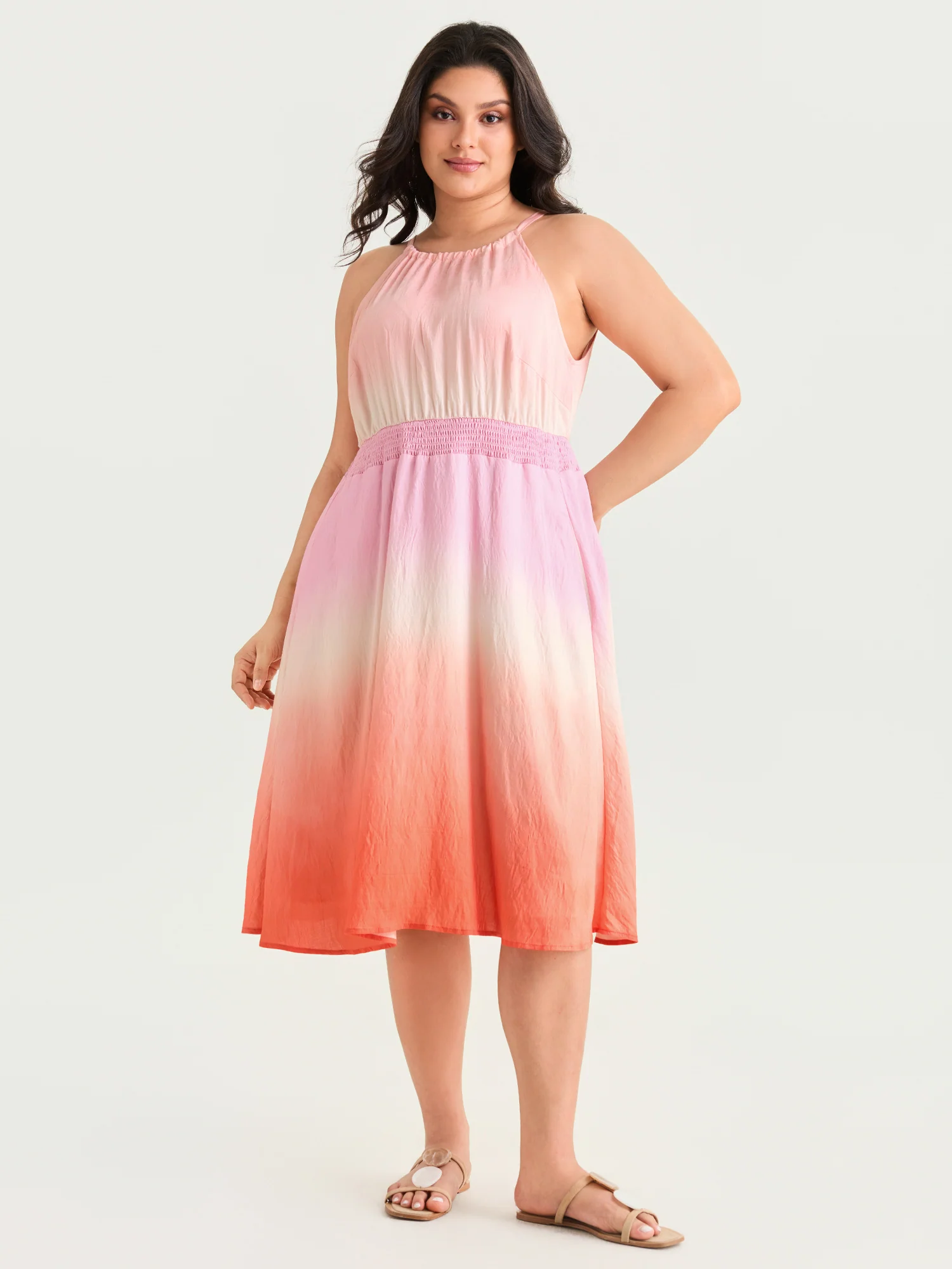 Supersoft Gradient Halter Neck Midi Dress - Image 3