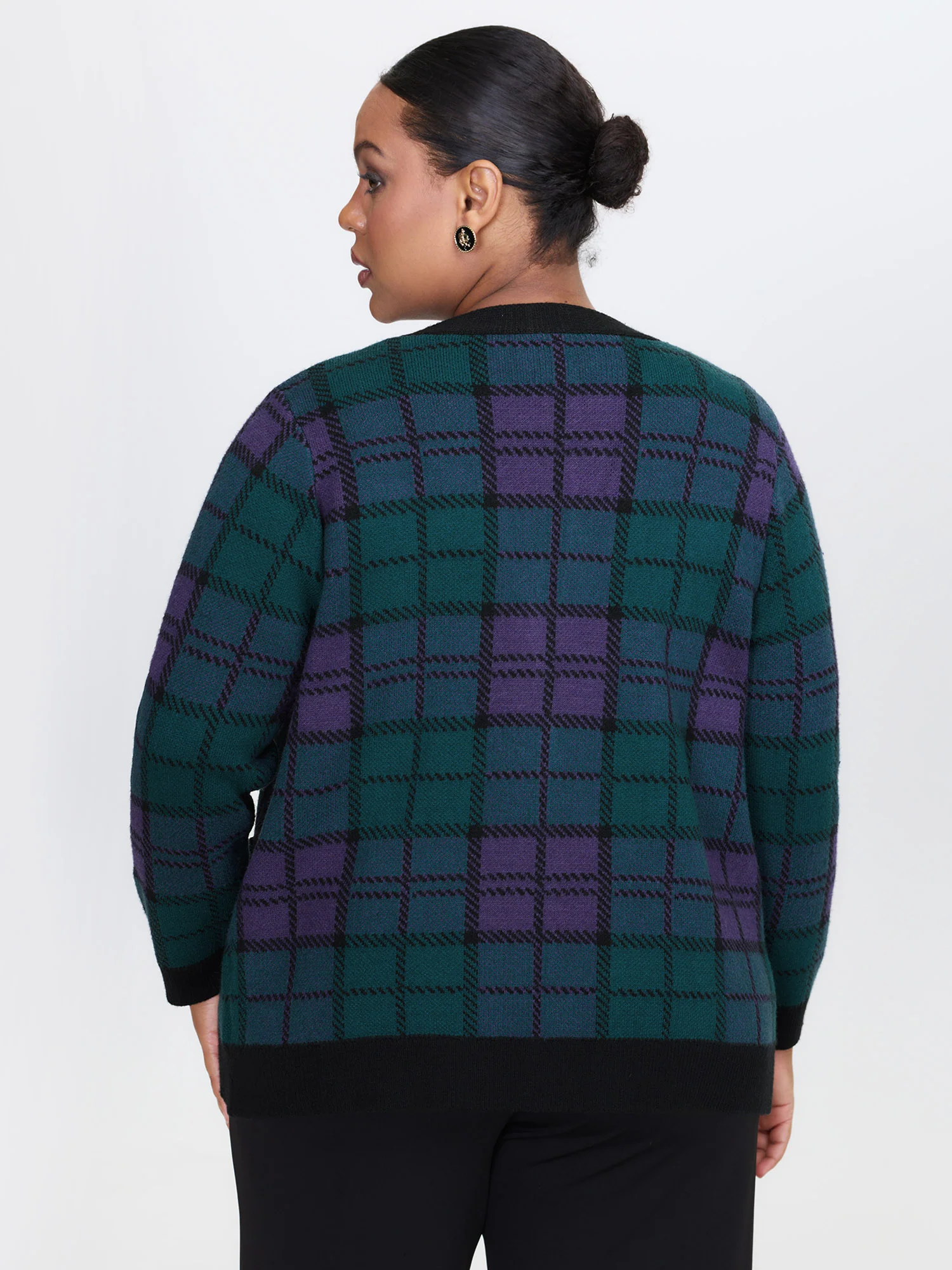Supersoft Grid Pattern Metal Buckle Knit Cardigan - Image 4