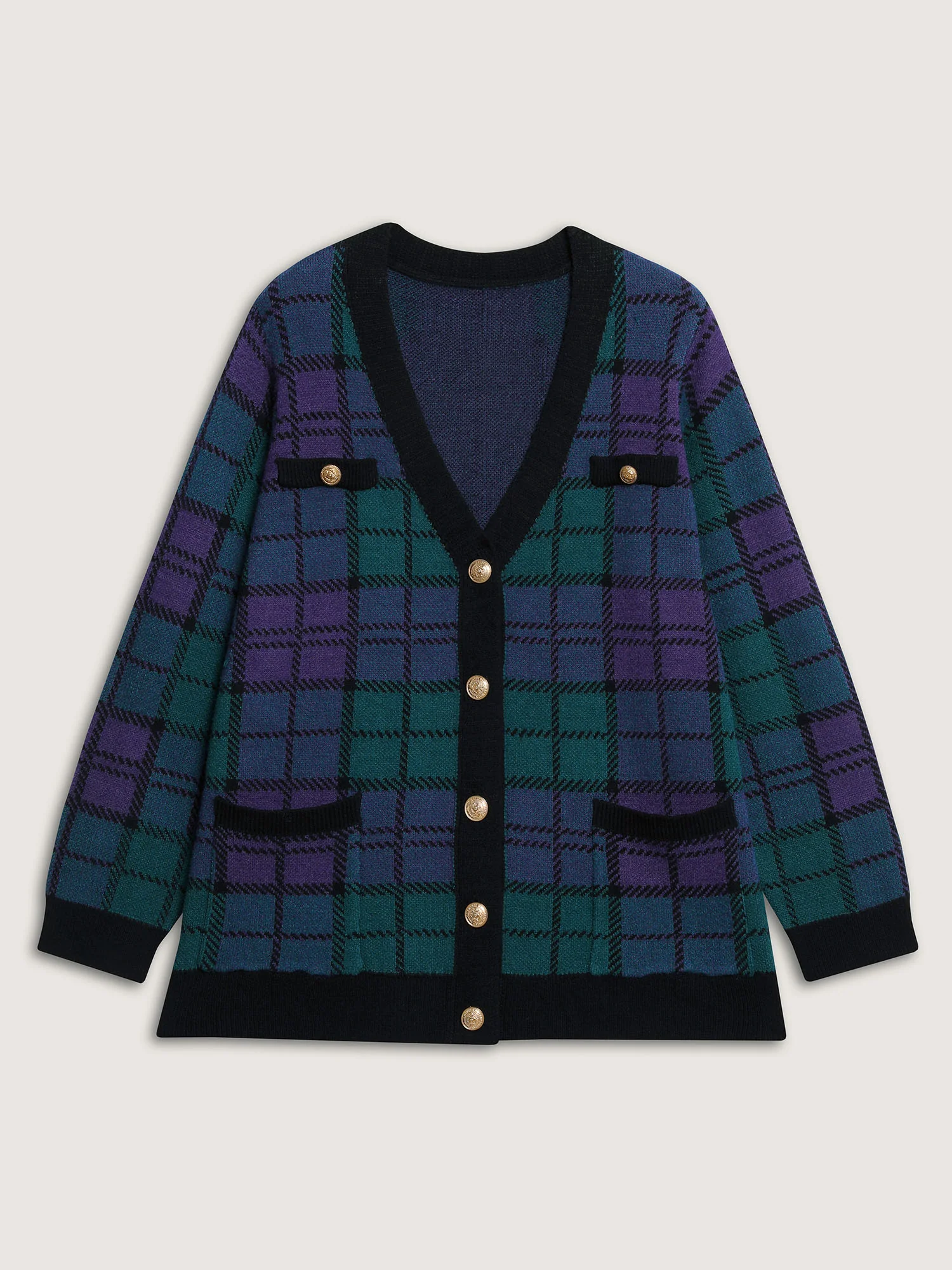 Supersoft Grid Pattern Metal Buckle Knit Cardigan - Image 5