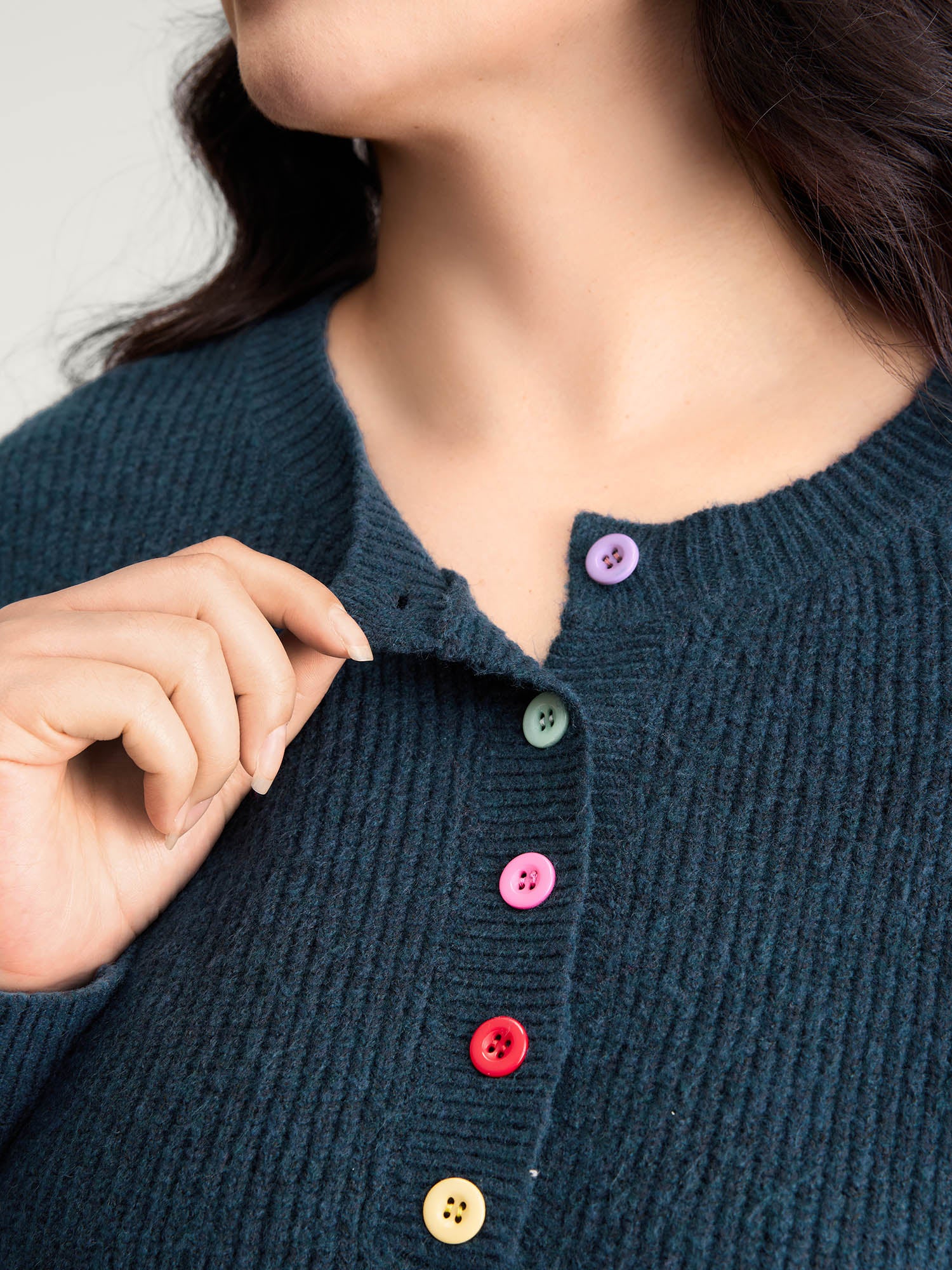Supersoft Half-Button Placket Textured Solid Pullover - Image 3