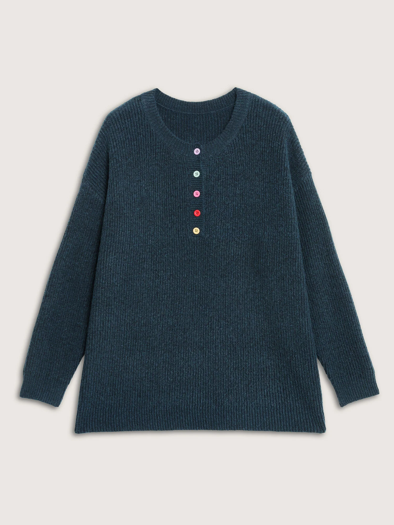 Supersoft Half-Button Placket Textured Solid Pullover - Image 7