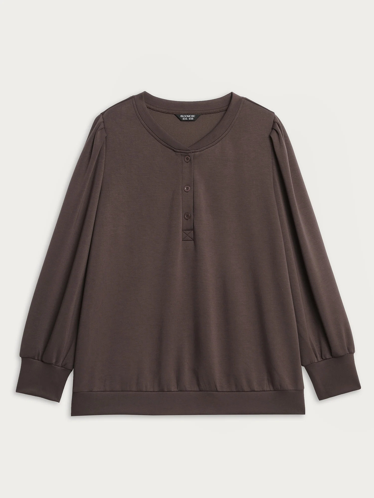 Supersoft Half Placket Puffy Sleeve Sweatshirt - Image 7