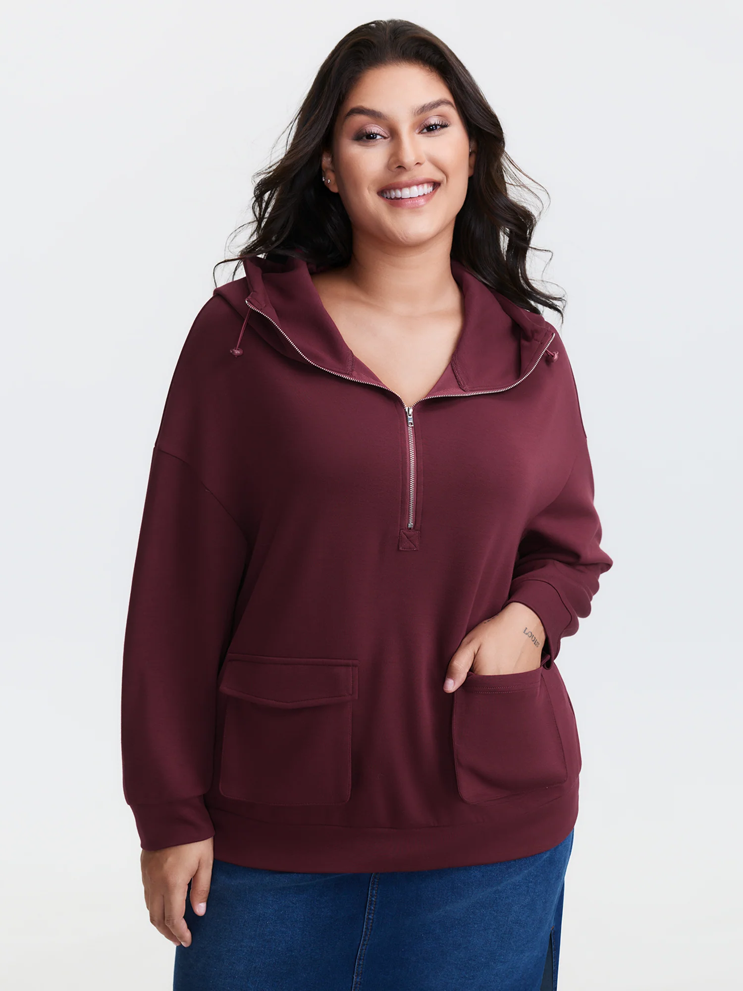 Supersoft Half Zipper High-Neck Hoodie - Image 3