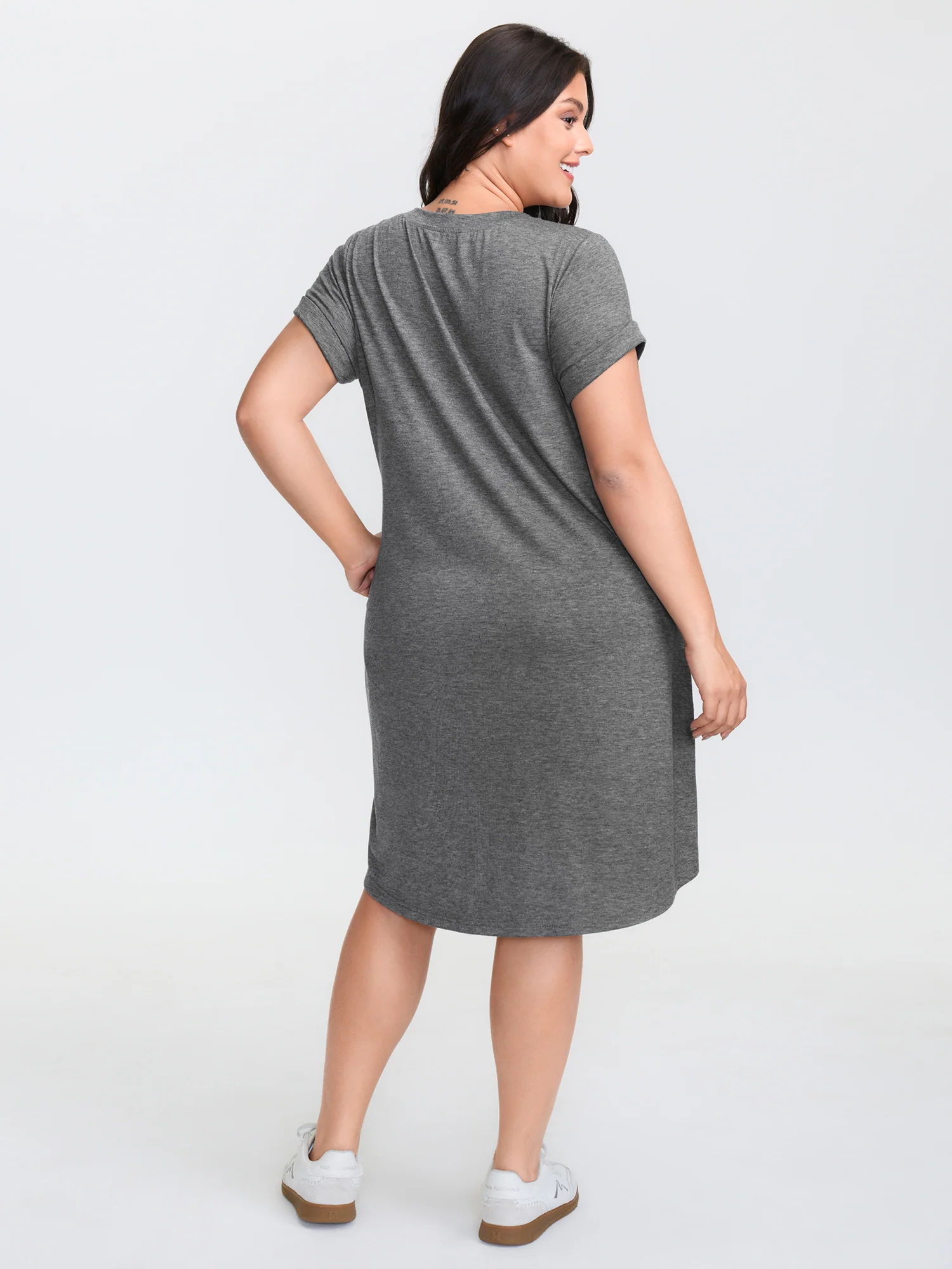 Supersoft Happy Cat Motif V-Neck Mini Dress - Image 4