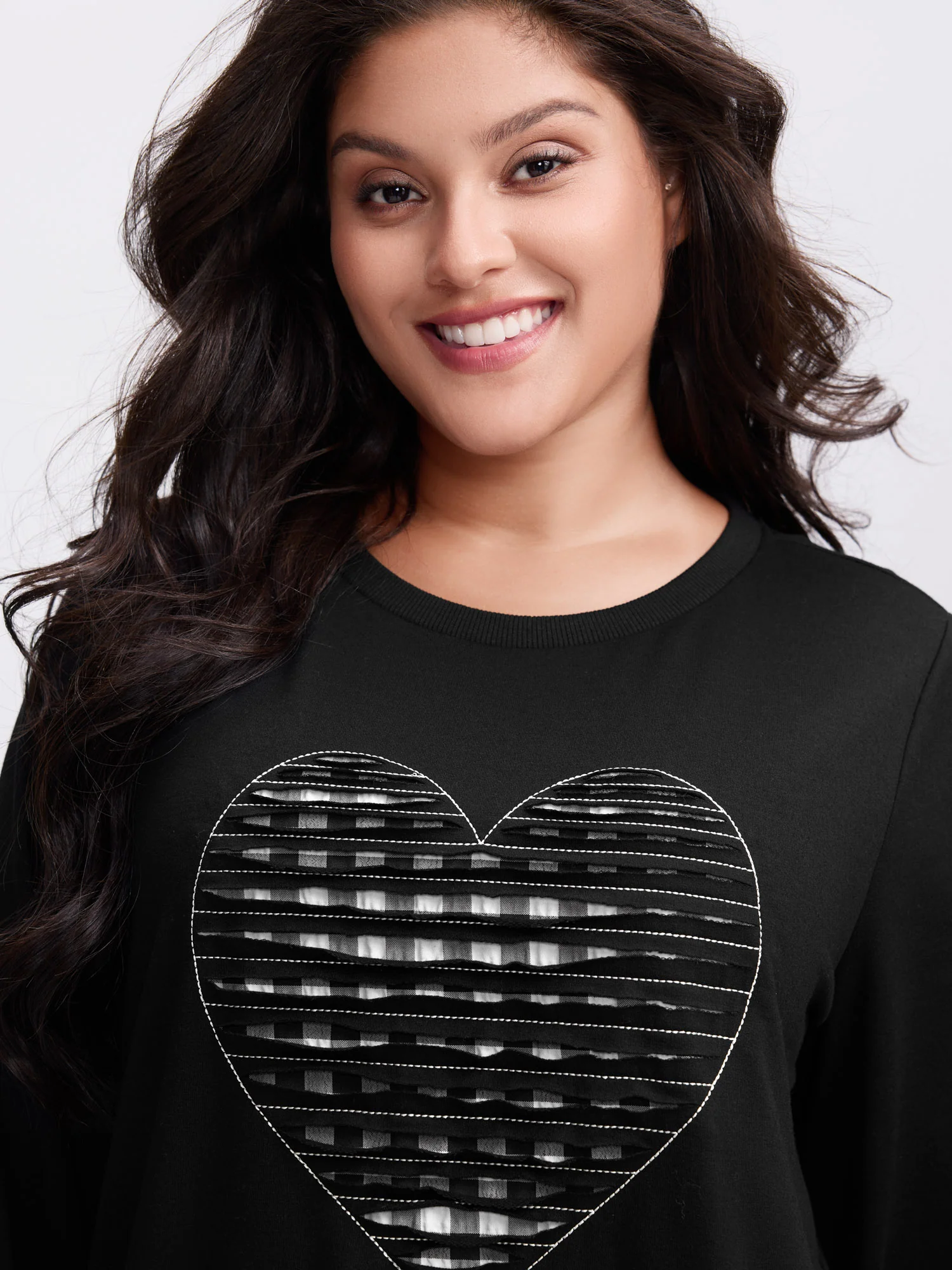Supersoft Heart Cut-Out Embroidery Sweatshirt - Image 2