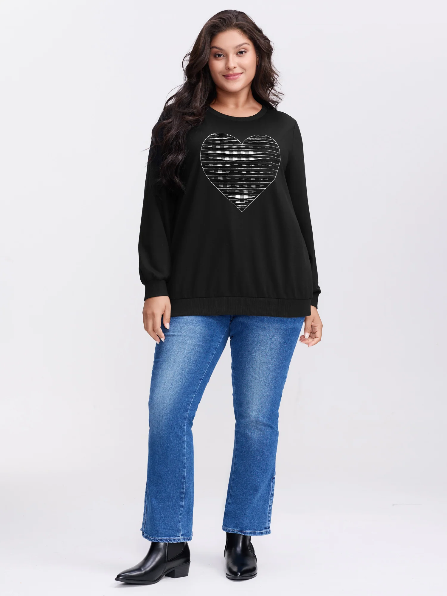 Supersoft Heart Cut-Out Embroidery Sweatshirt - Image 3