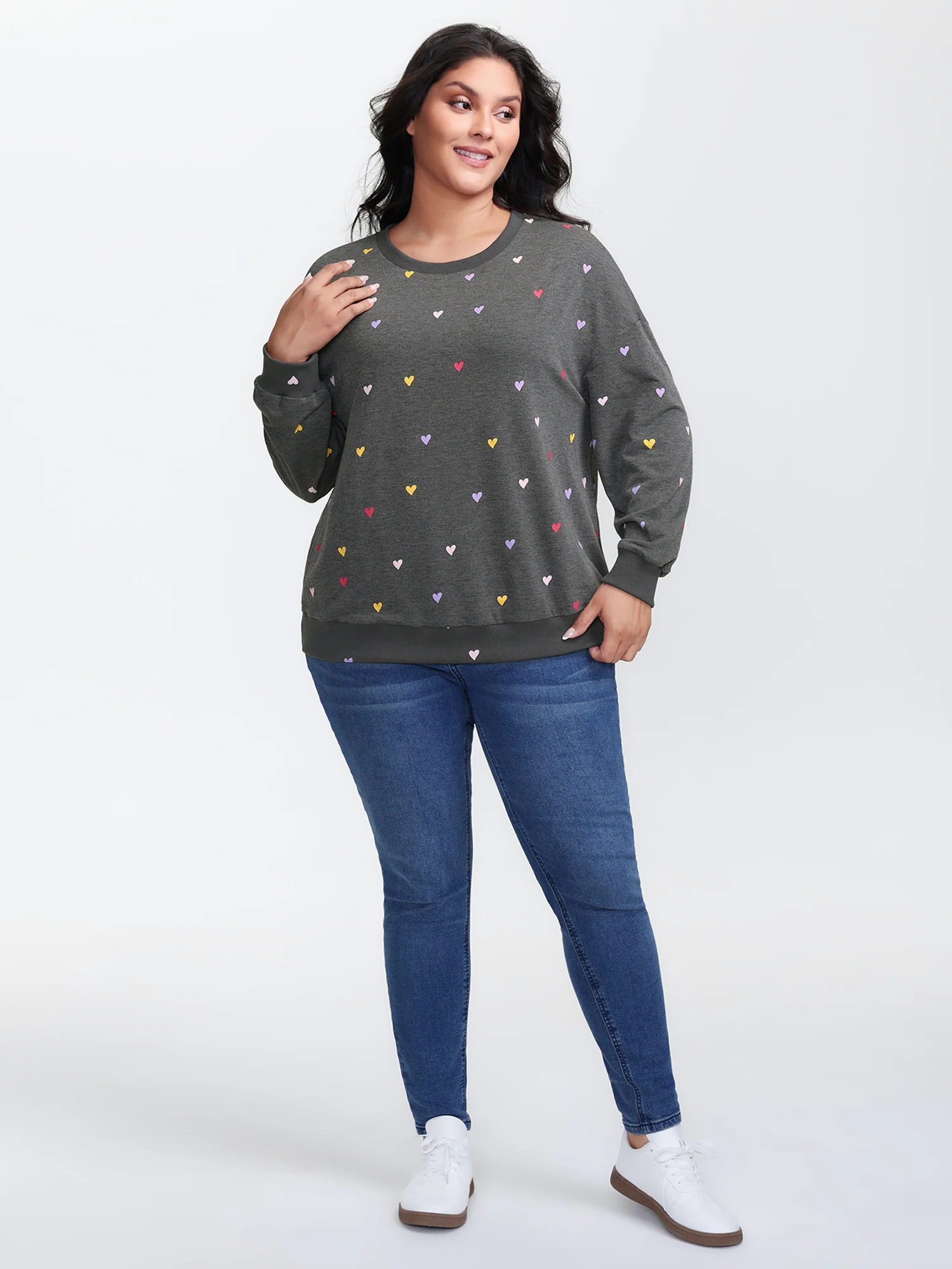 Supersoft Heart Print Ribbed Sweatshirt - Image 3