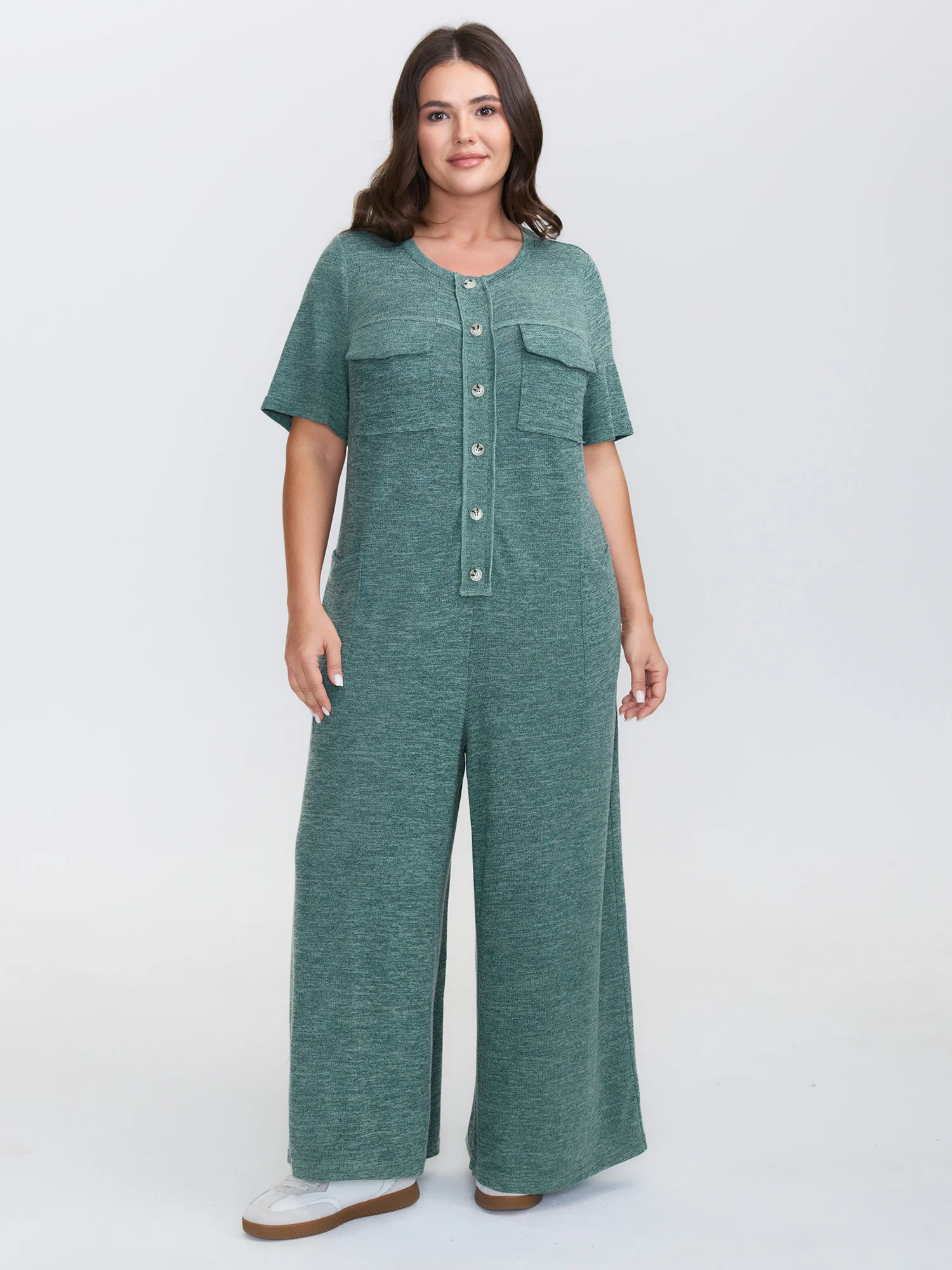 Supersoft Heather Button Placket Jumpsuit - Image 3