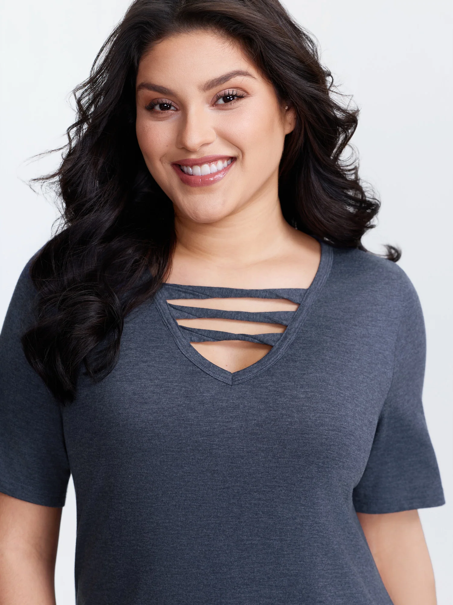 Supersoft Heather Cut-Out Neckline T-Shirt - Image 2