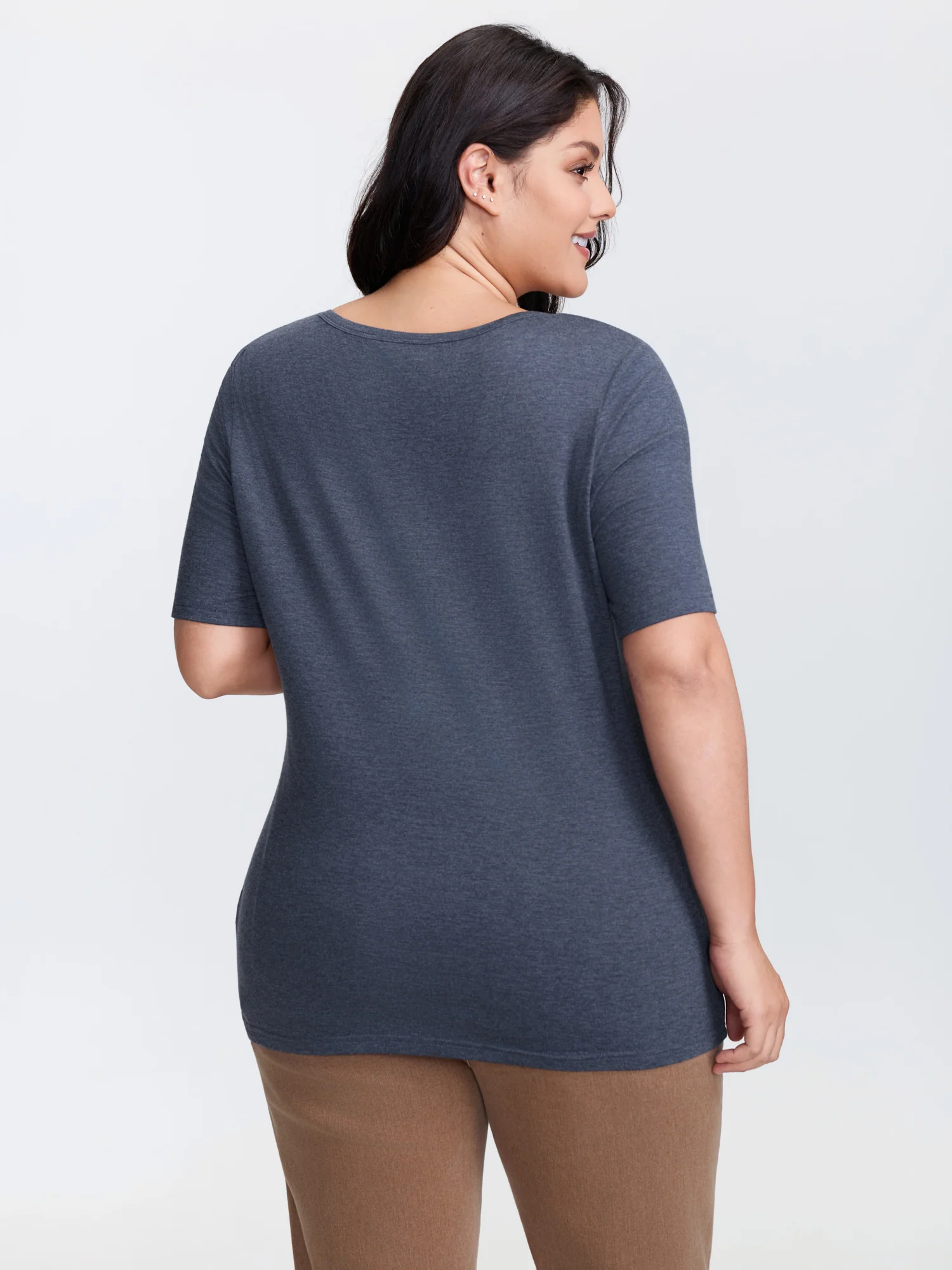 Supersoft Heather Cut-Out Neckline T-Shirt - Image 4