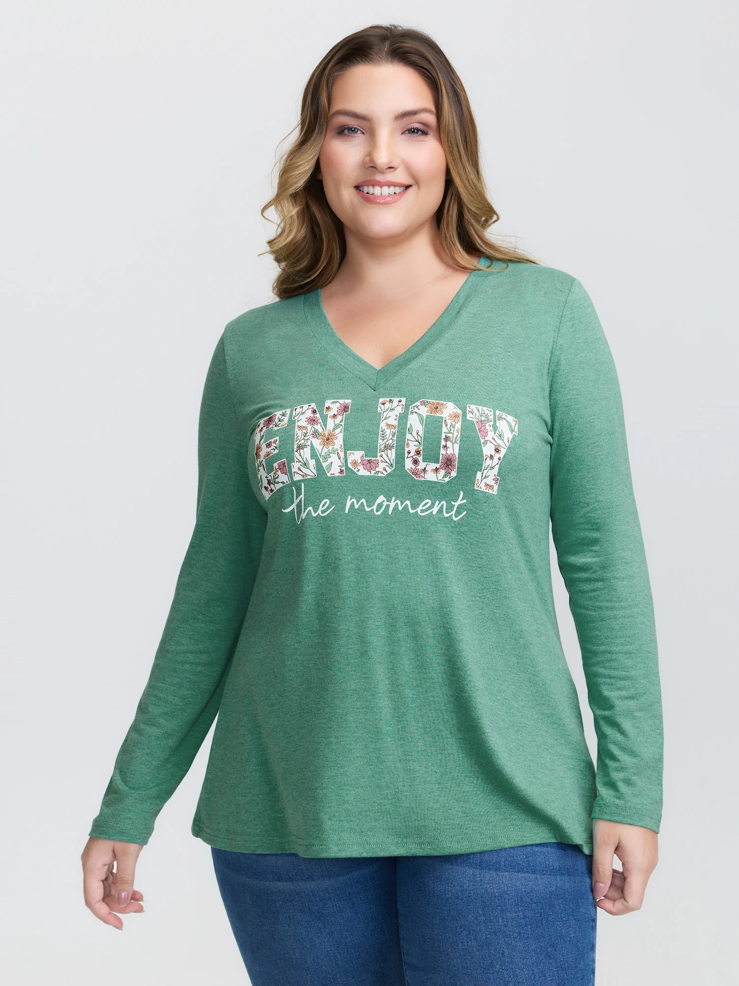 Supersoft Heather Deep V-Neck T-Shirt - Image 2