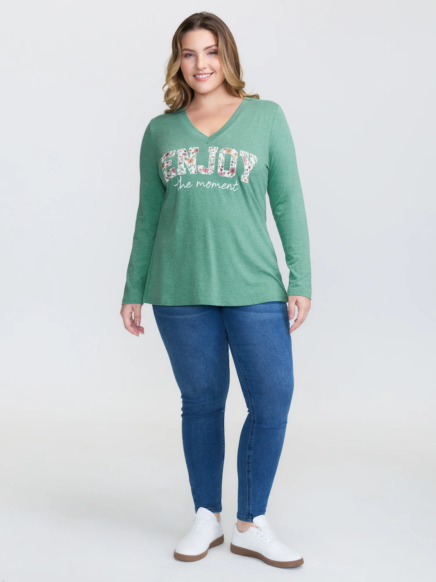 Supersoft Heather Deep V-Neck T-Shirt - Image 3