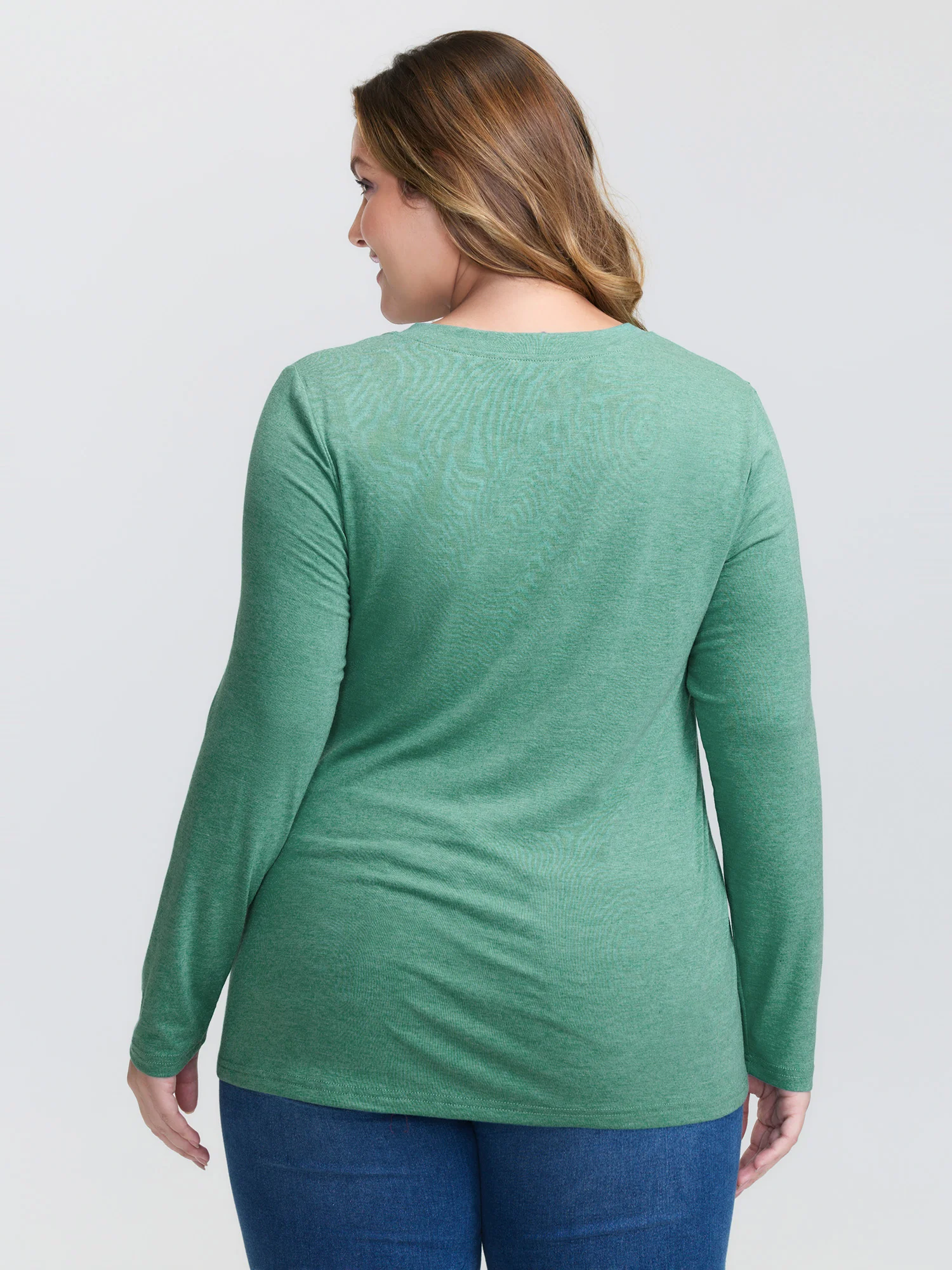 Supersoft Heather Deep V-Neck T-Shirt - Image 4