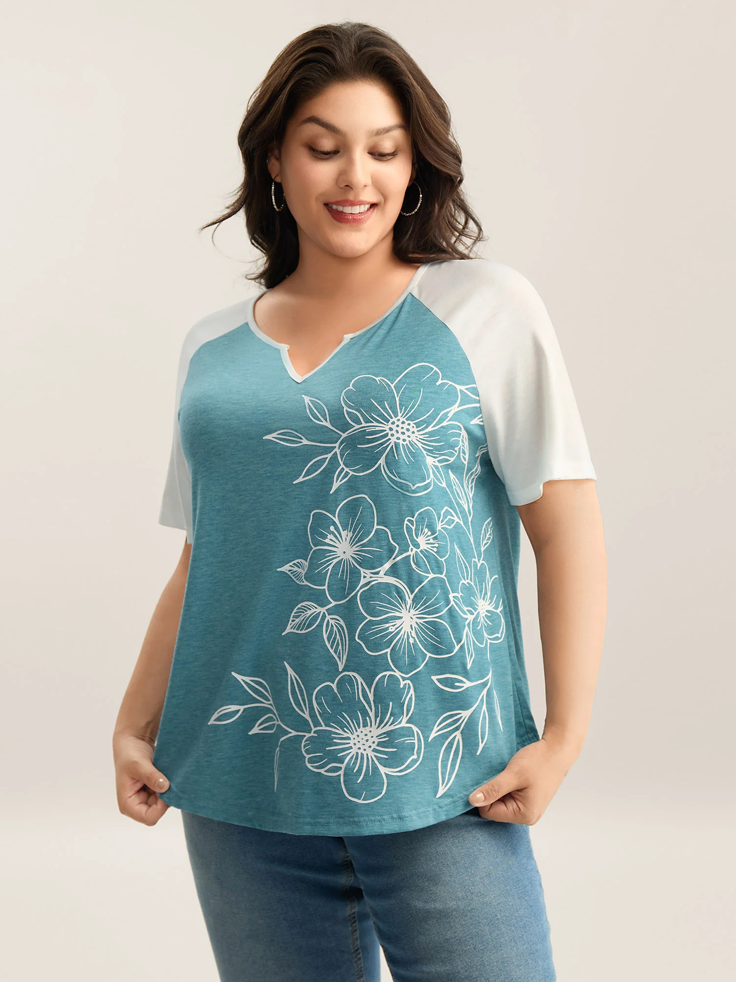 Supersoft Heather Split Neck T-Shirt - Image 2