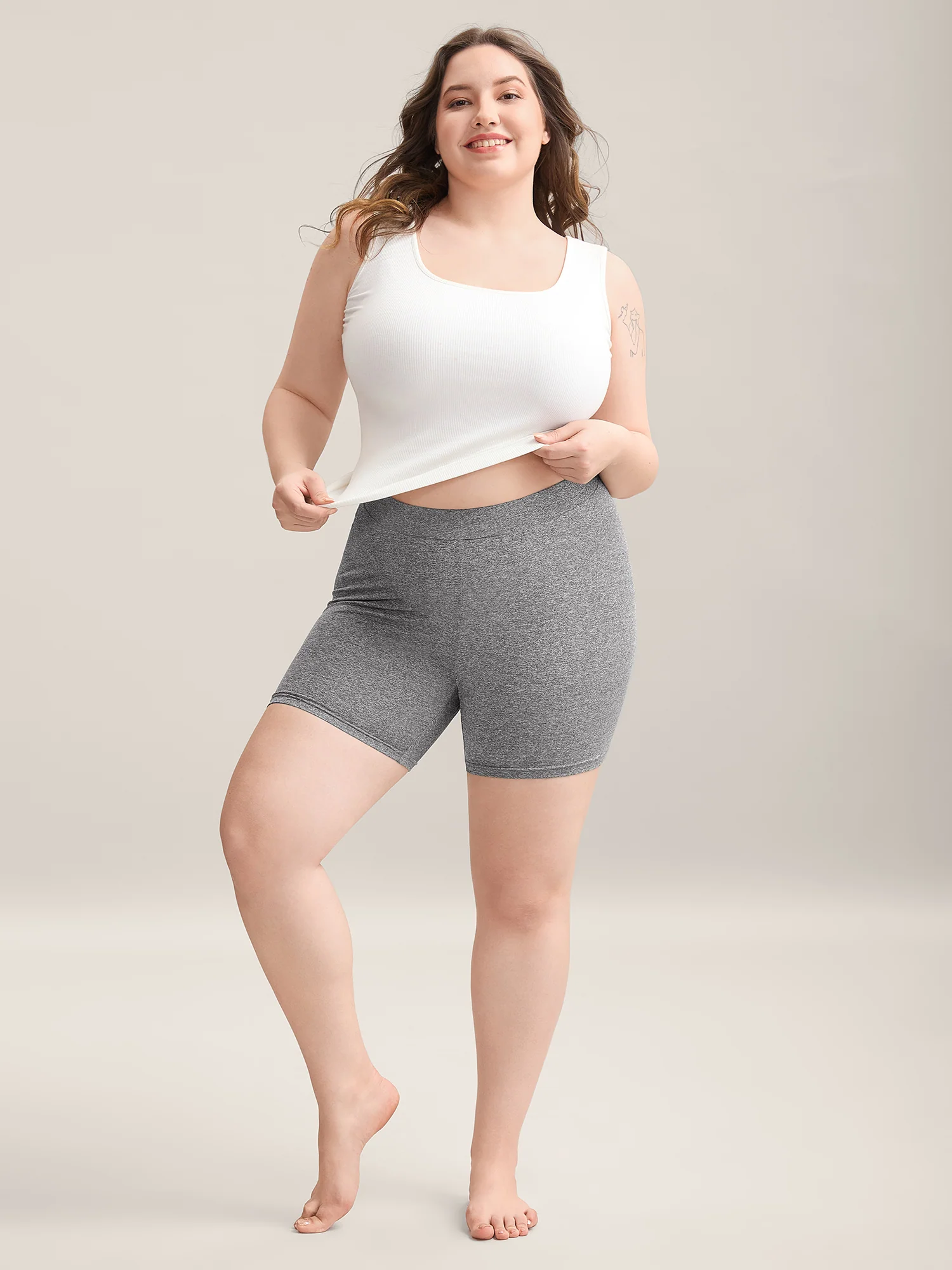 Supersoft Heather Stretchy Skinny-Fit Shorts - Image 3