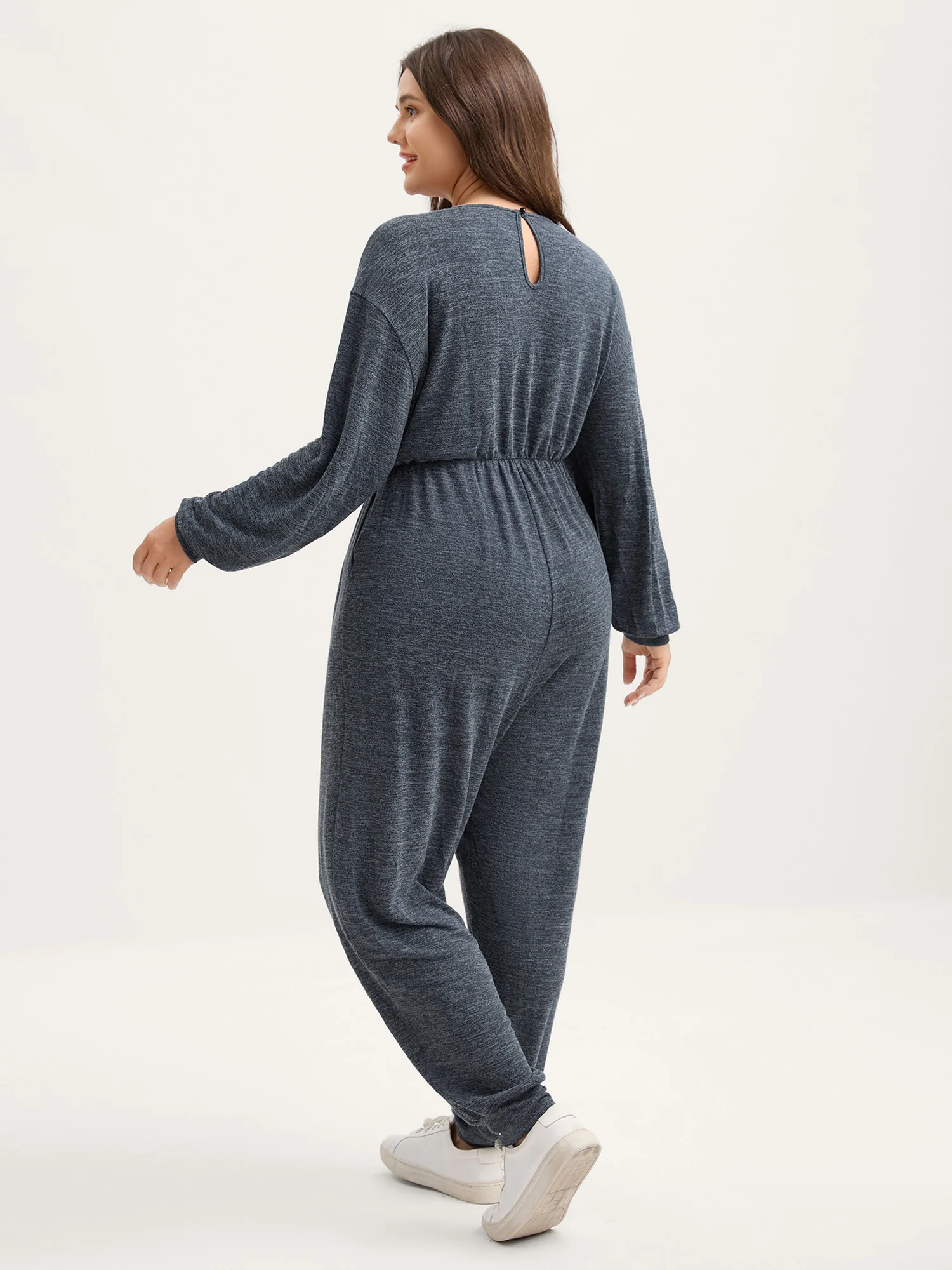 Supersoft Heather Stretchy Waist Pockets Jumpsuit - Image 4