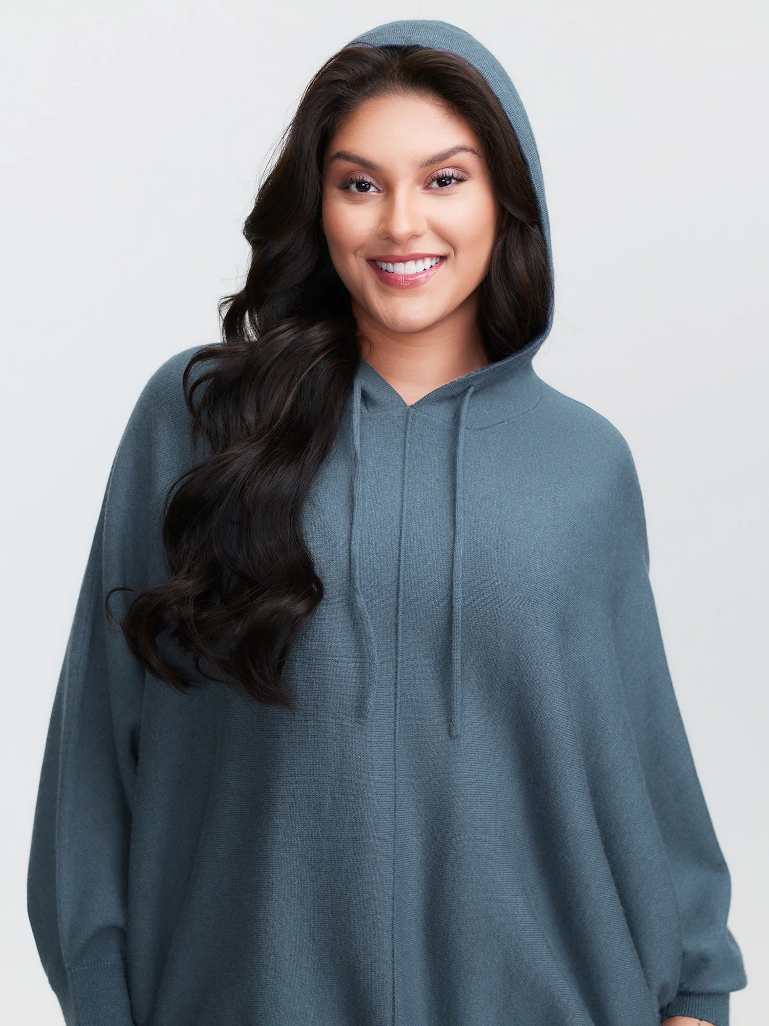 Supersoft Hooded Arc Hem Dolman Pullover - Image 2