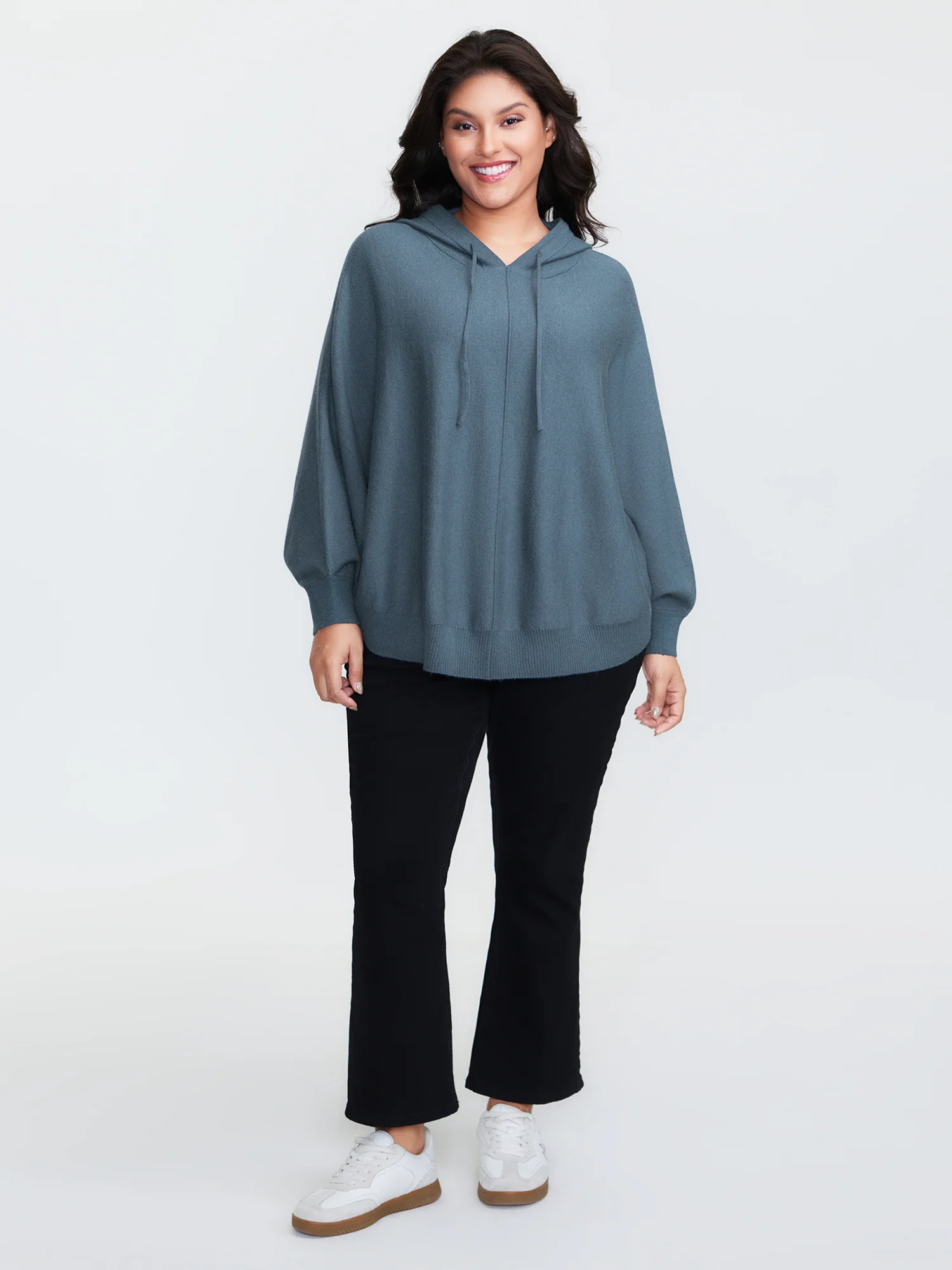 Supersoft Hooded Arc Hem Dolman Pullover - Image 3