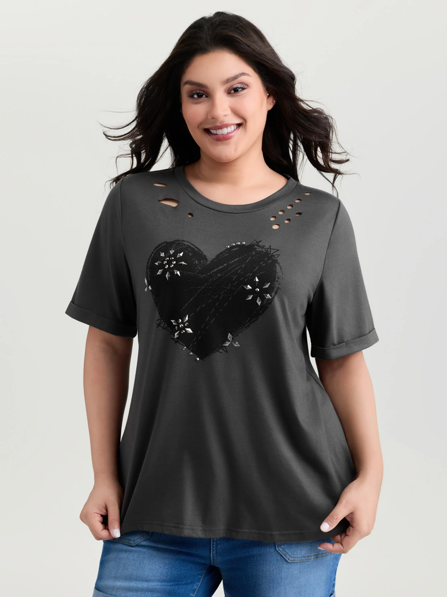Supersoft Hot Fix Rhinestone T-Shirt - Image 3