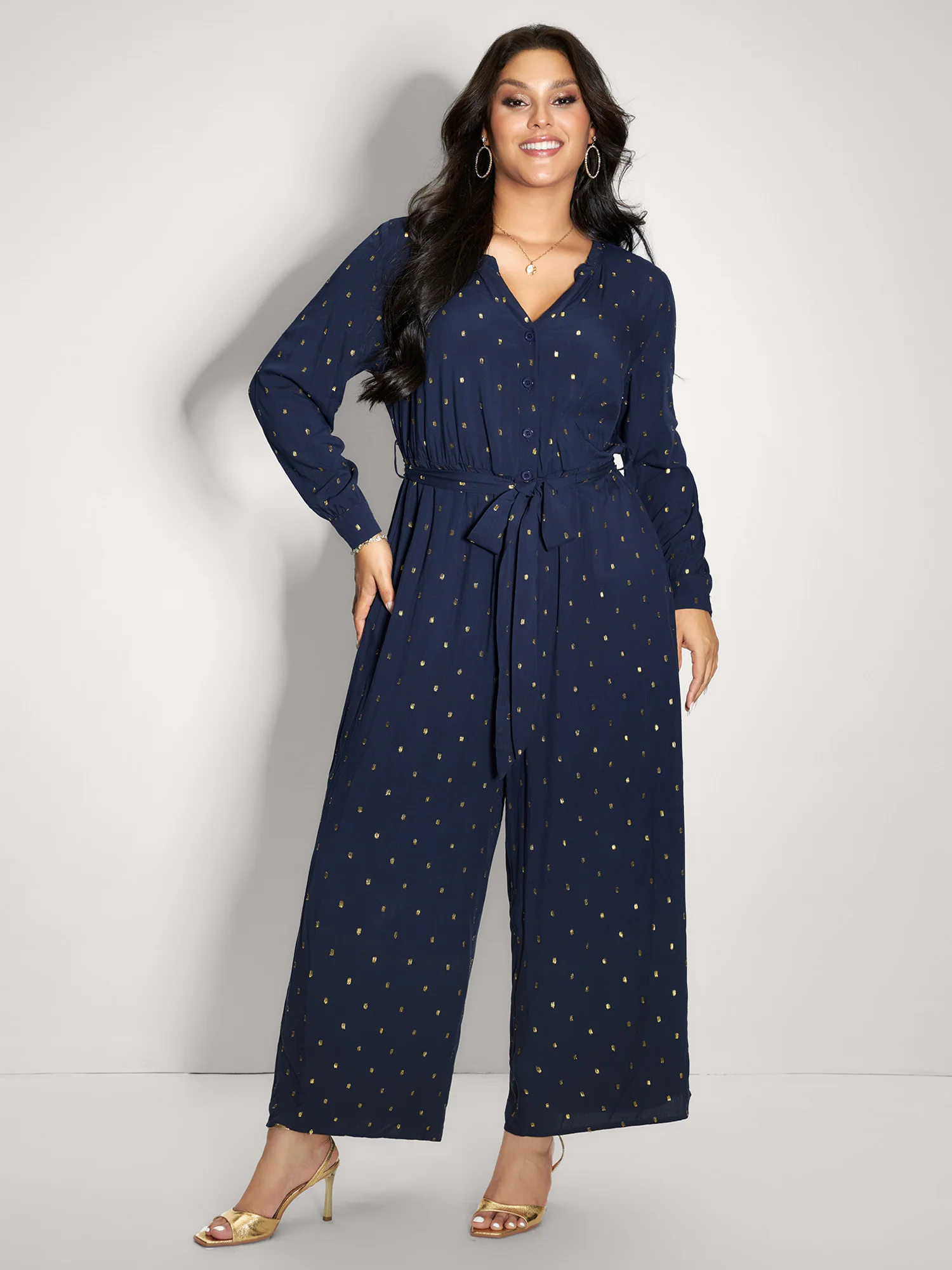 Supersoft Jacquard Dots Belted Jumpsuit - Image 4