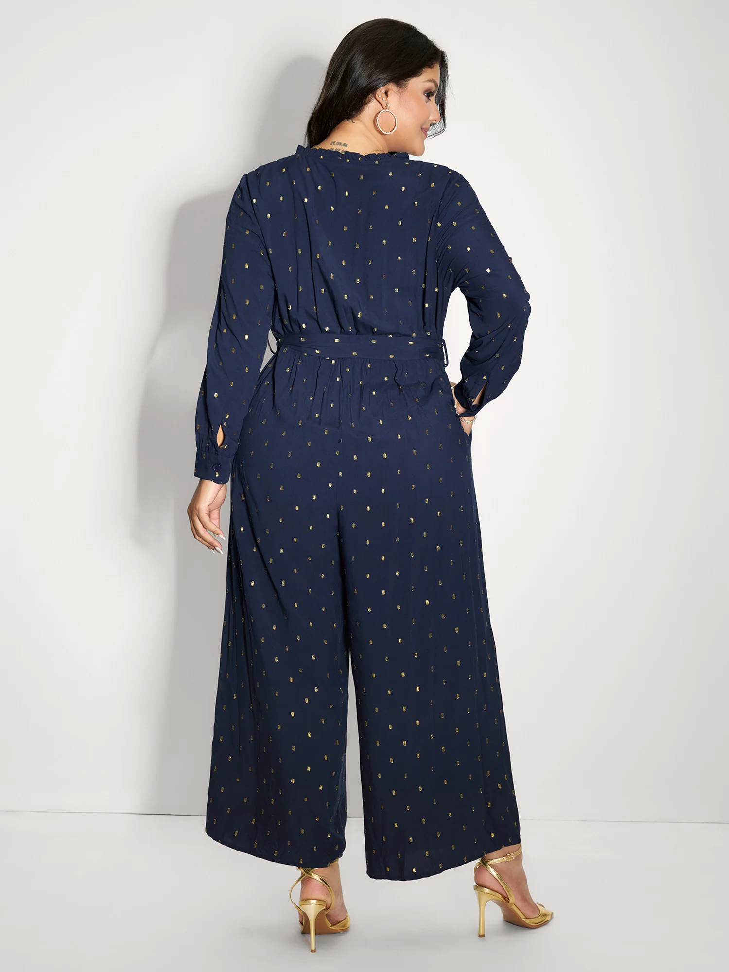 Supersoft Jacquard Dots Belted Jumpsuit - Image 5