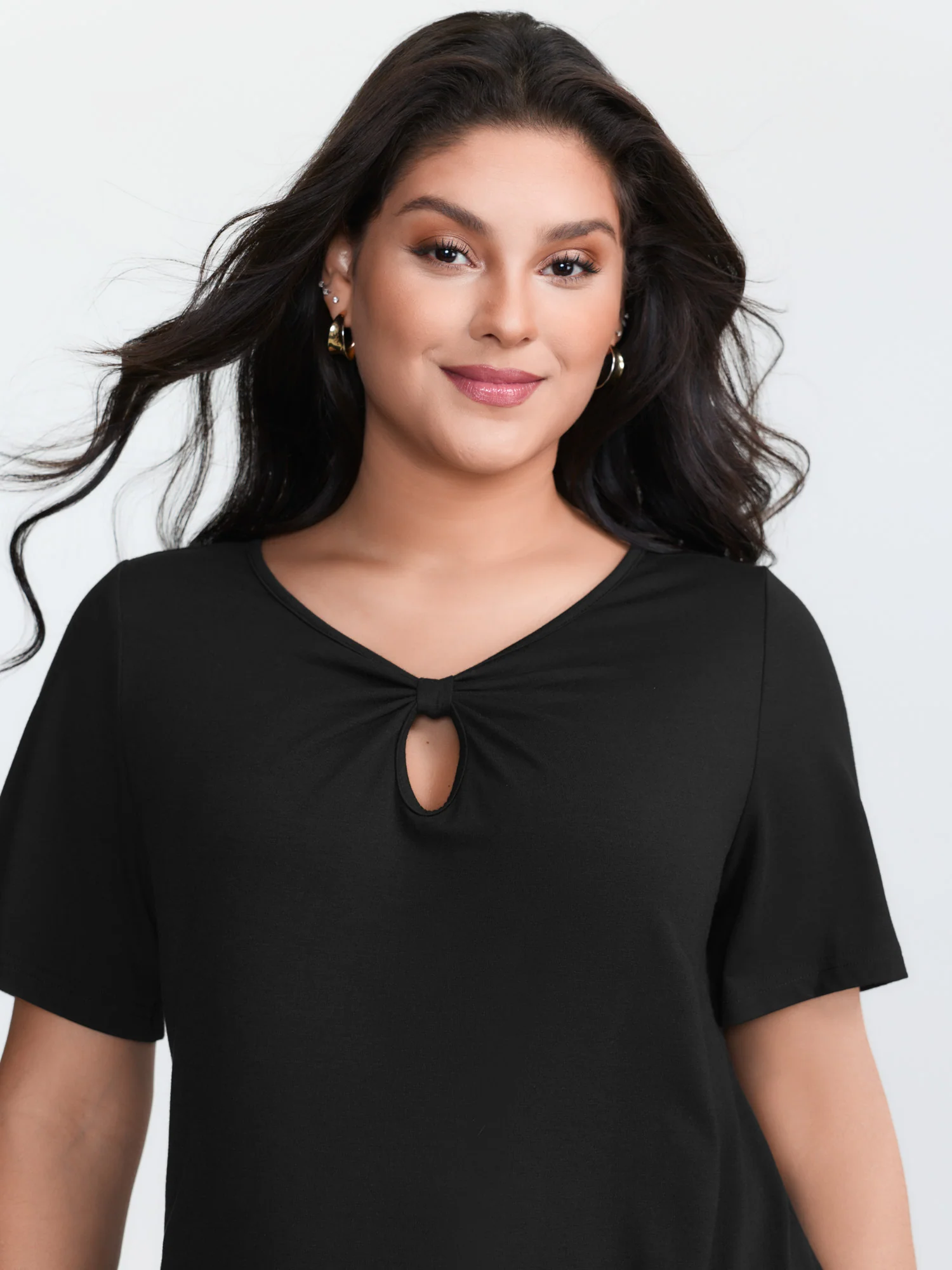 Supersoft Keyhole Neckline Drawstring T-Shirt - Image 2