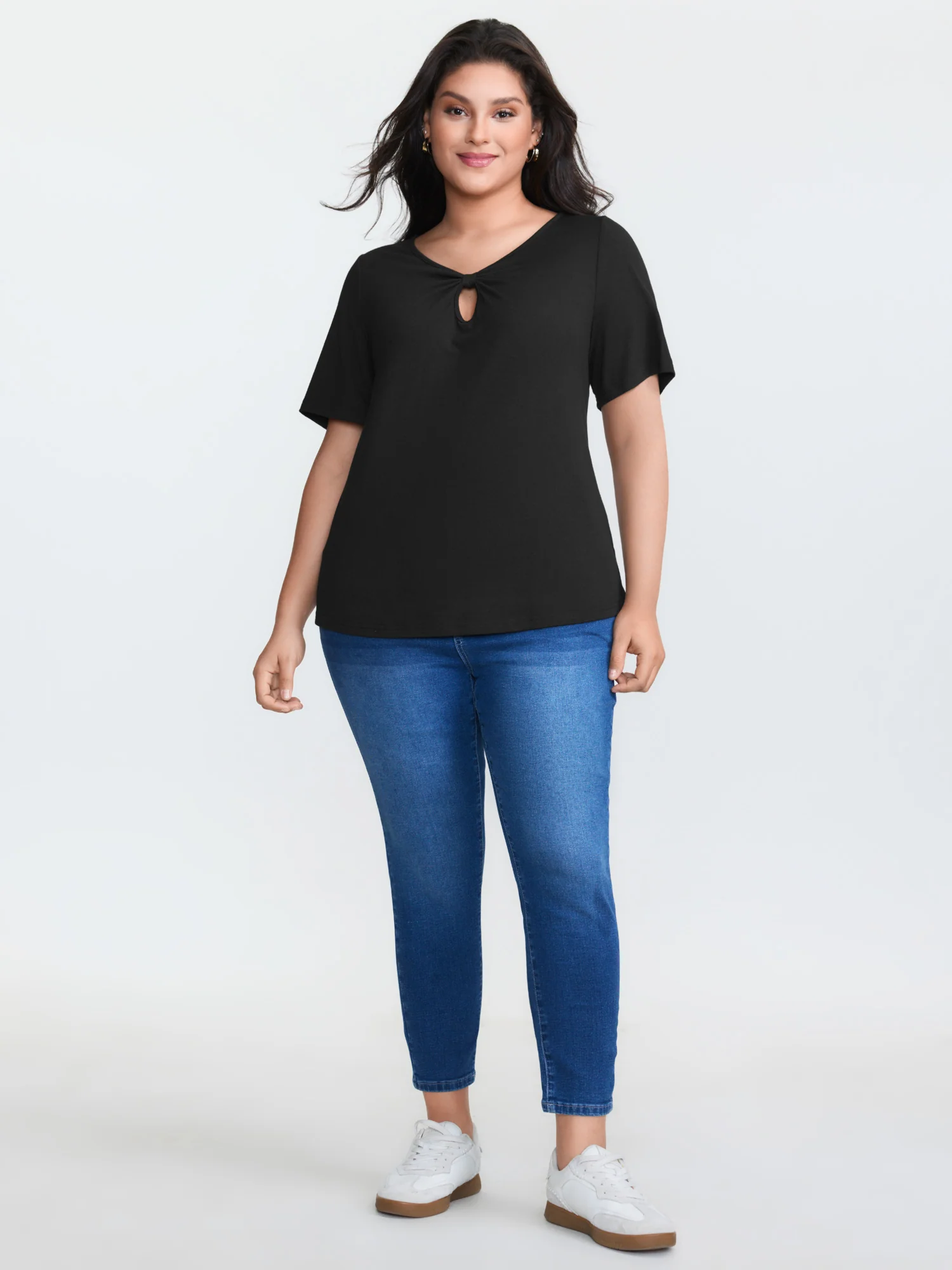 Supersoft Keyhole Neckline Drawstring T-Shirt - Image 3
