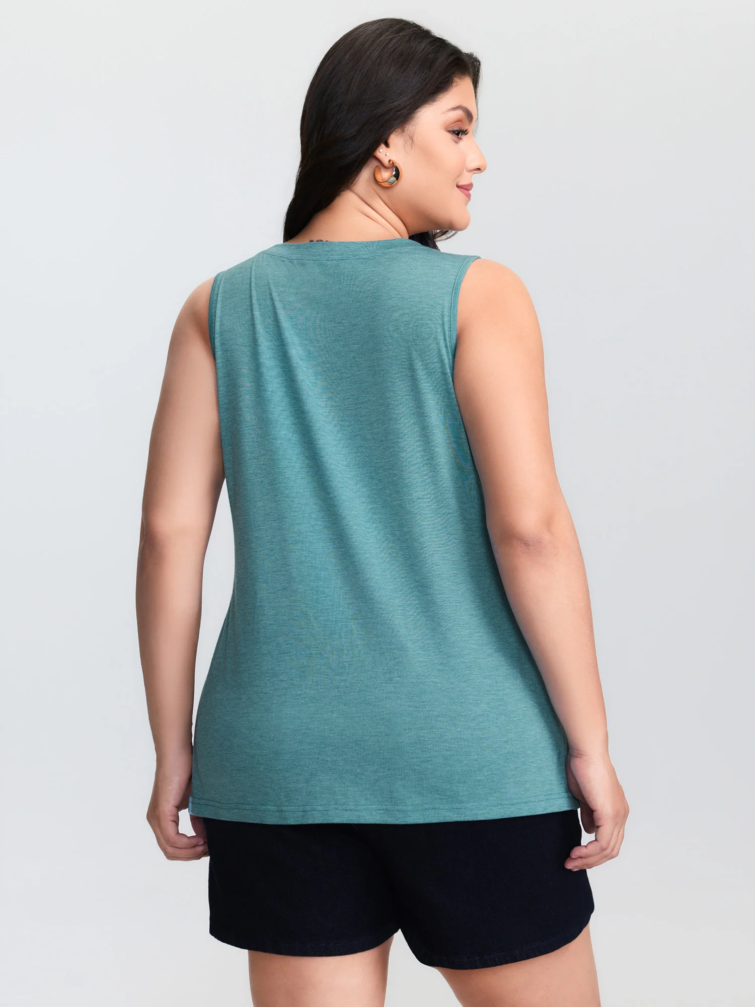 Supersoft Keyhole Neckline Plain Tank Top - Image 4