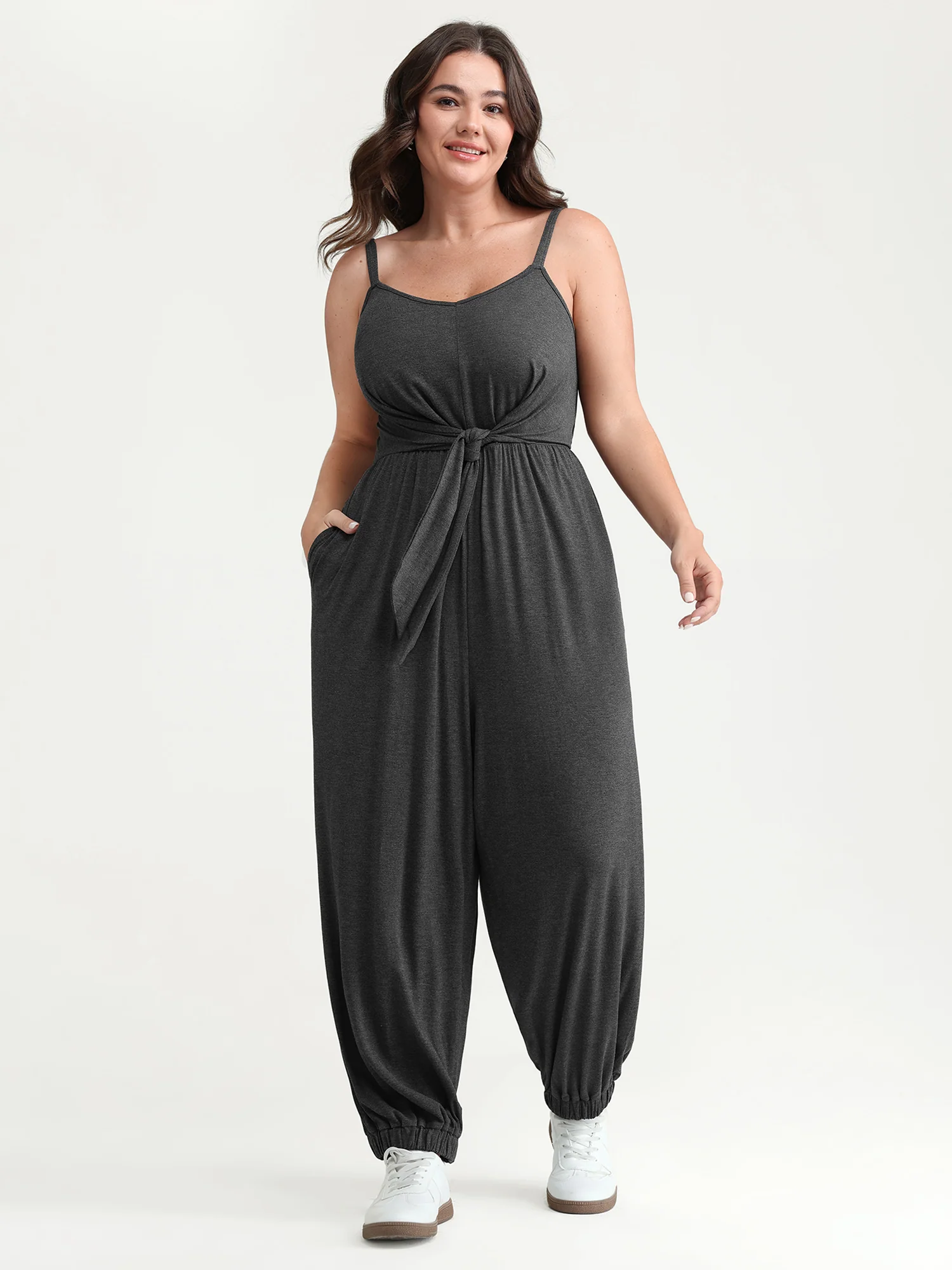 Supersoft Knotted Front Stretchy Cuffs Jumpsuit - Image 3