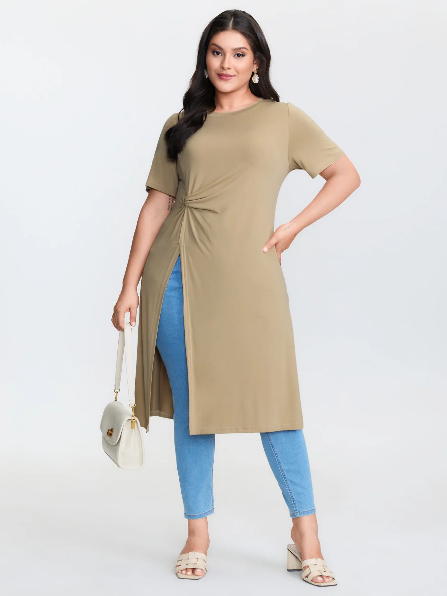 Supersoft Knotted High-Slit T-Shirt - Image 3