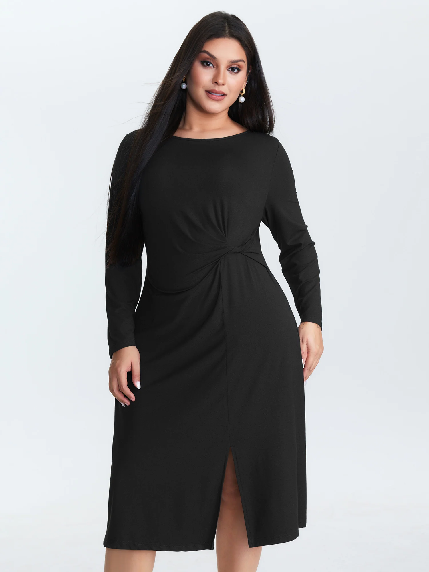 Supersoft Knotted Side Slit Midi Dress - Image 3