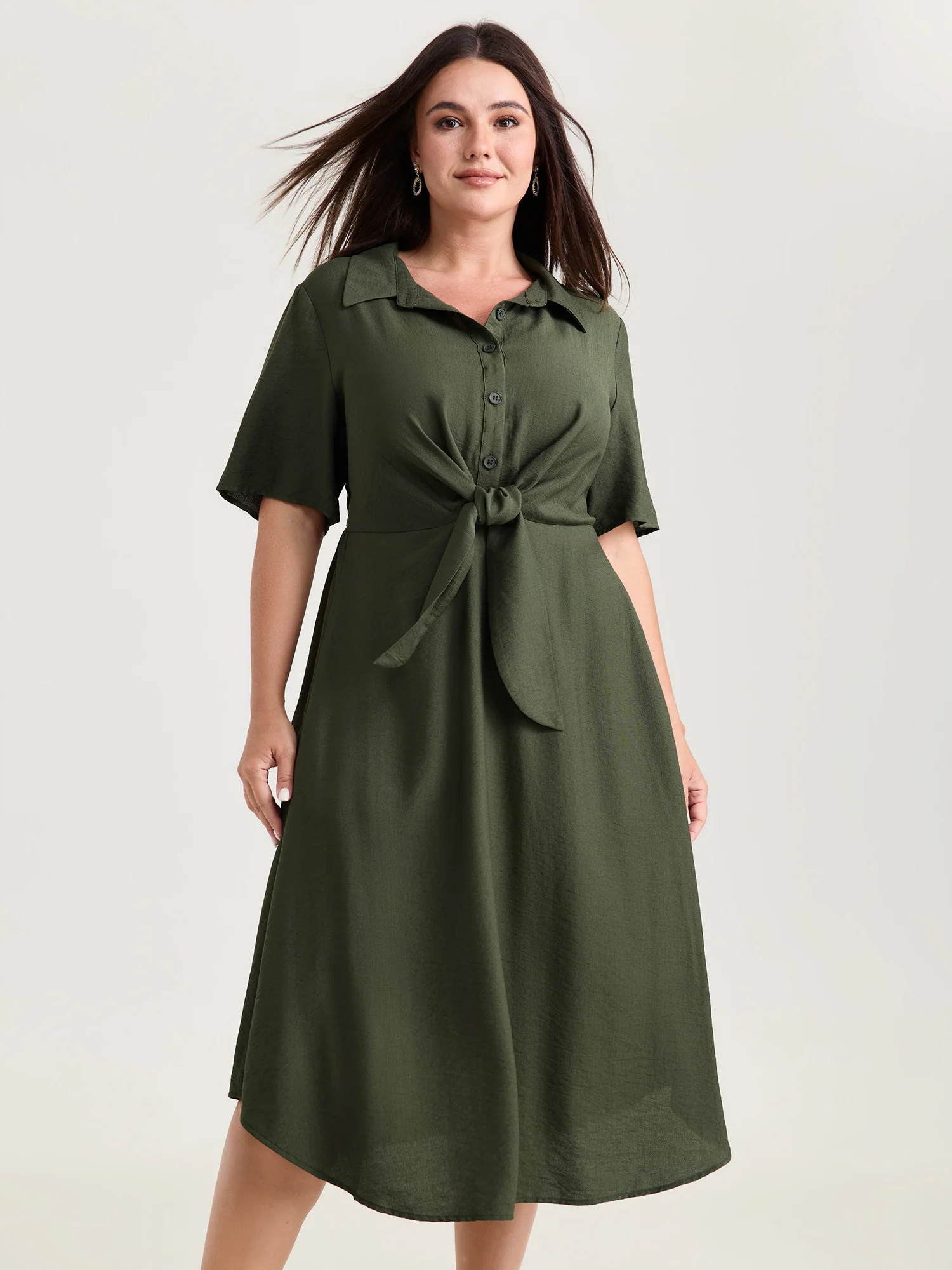 Supersoft Knotted Tie Front Midi Dress - Image 3