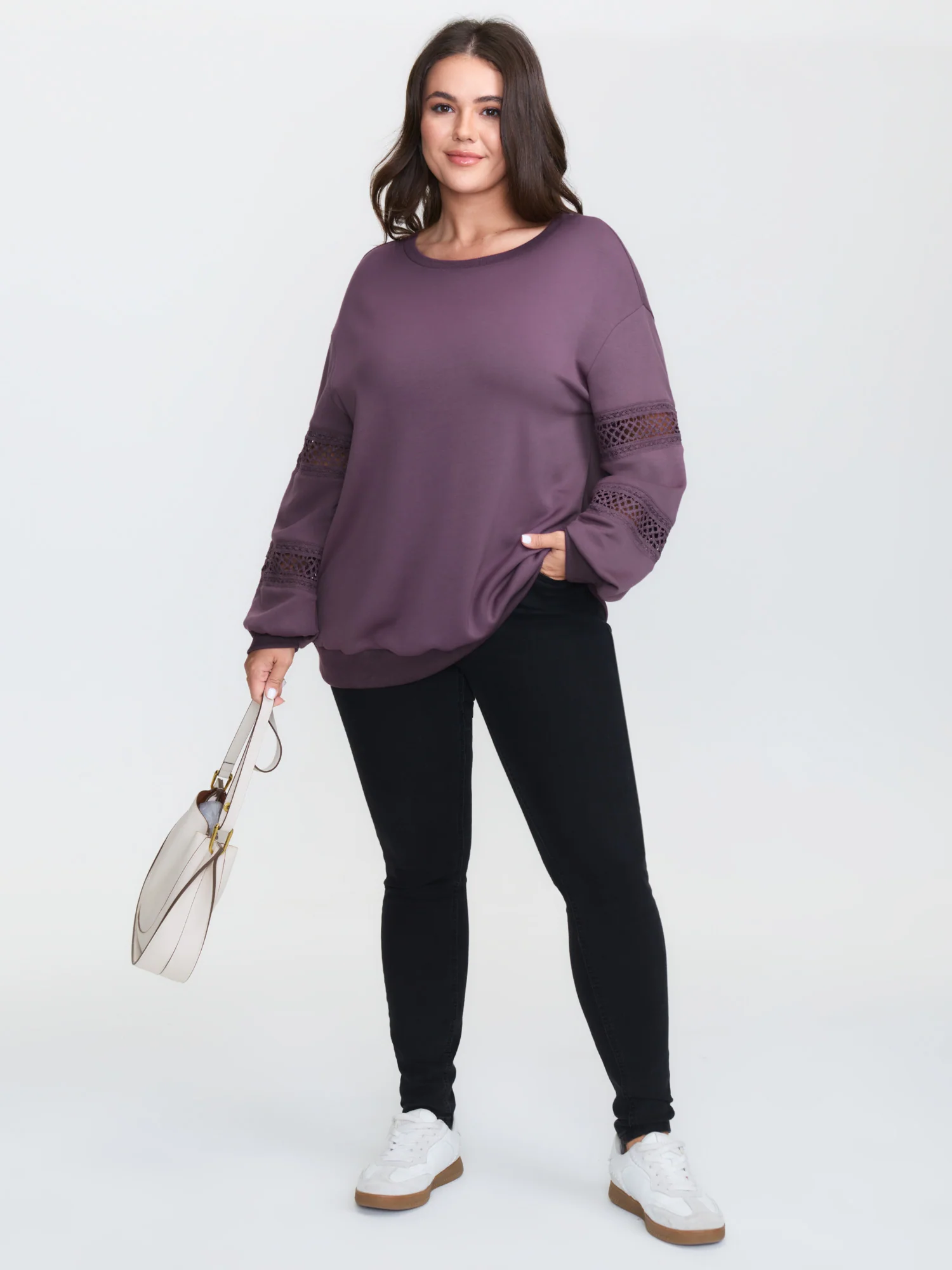 Supersoft Lace Cut-Out Sleeve Sweatshirt - Image 2