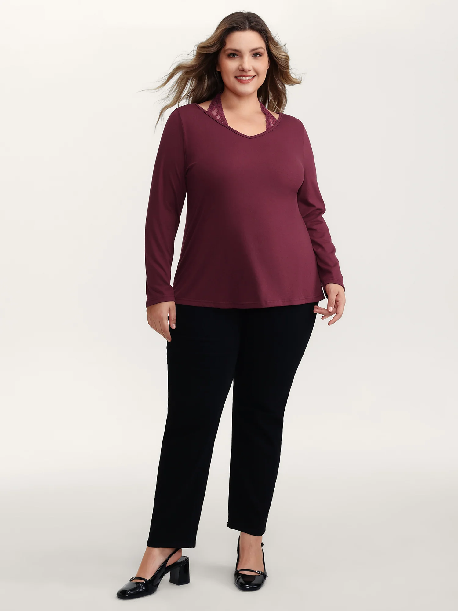 Supersoft Lace Halter Neck T-Shirt - Image 3