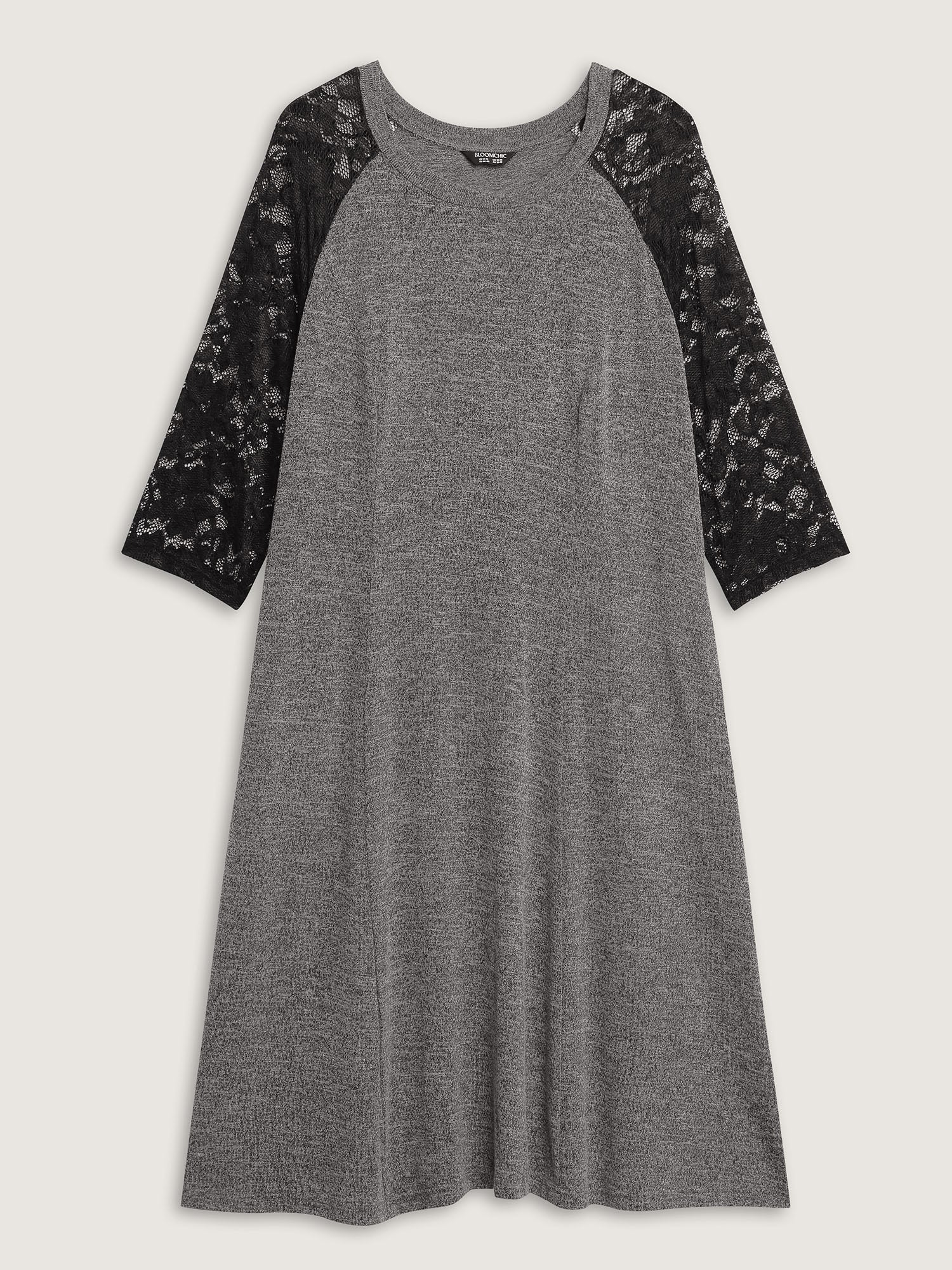 Supersoft Lace Sleeve Cinched-Waist Midi Dress - Image 7