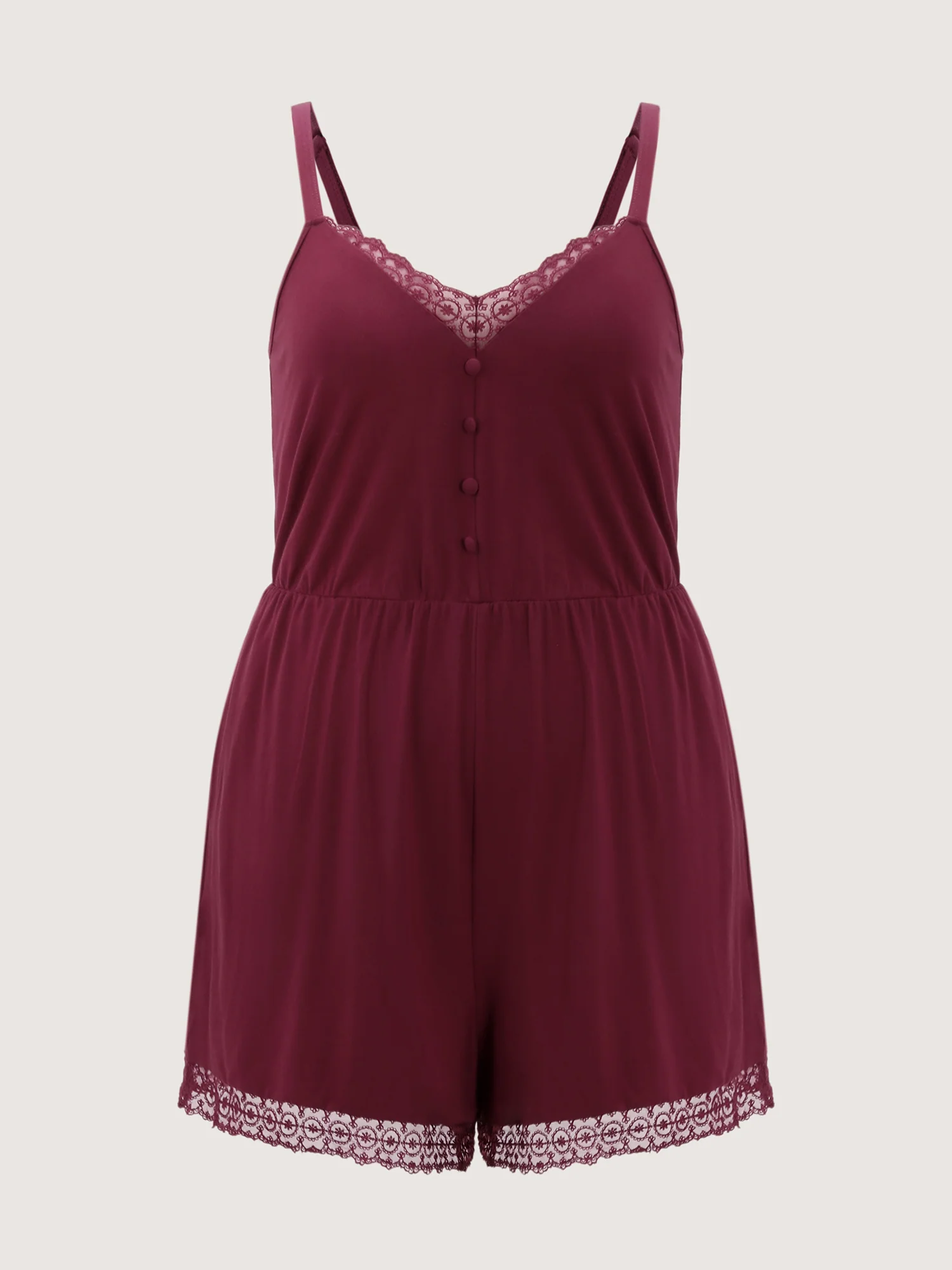 Supersoft Lace Trim Button Detail Sleep Romper - Image 8