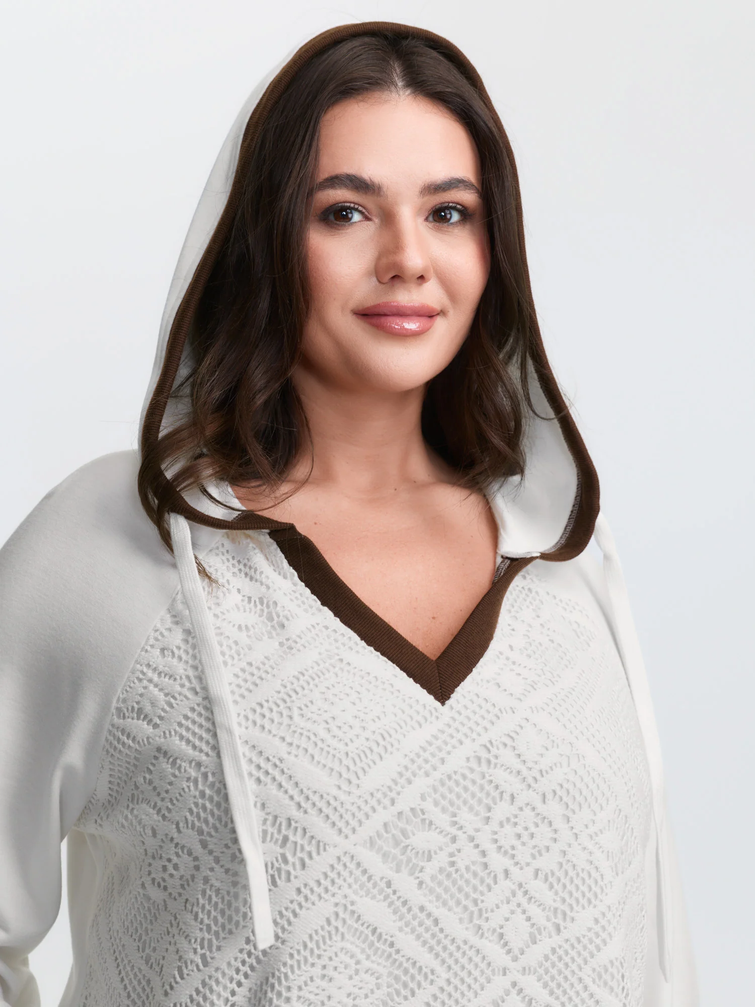Supersoft Lace Trim Colorblock Hoodie